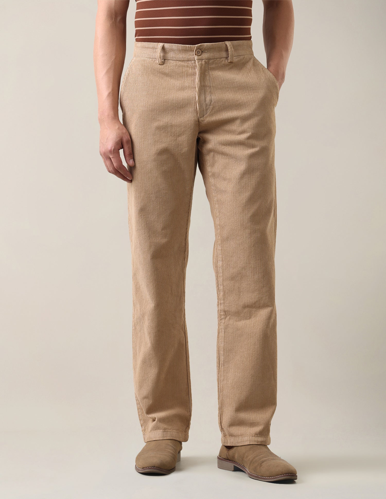 Corduroy	Riley Straight Fit Trousers Beige - U.S. Polo Assn. India | Large
