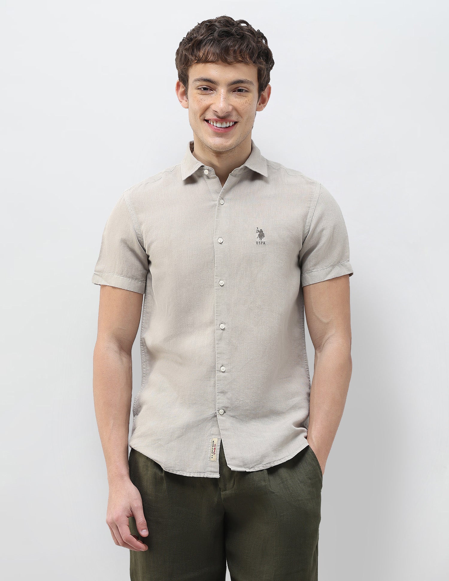 Solid Regular Fit Shirt Grey - U.S. Polo Assn. India | Large