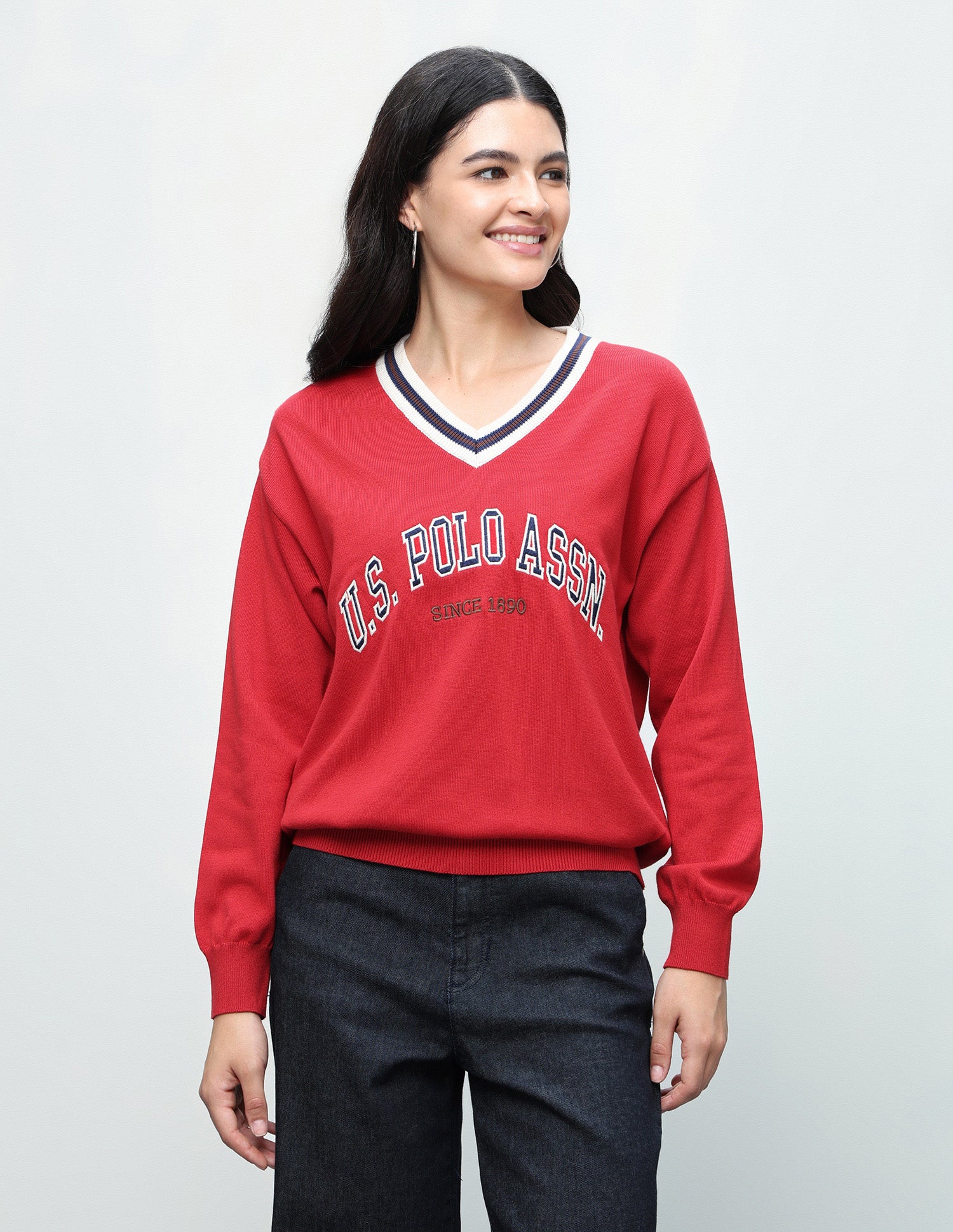 Brand Embroidered Regular Fit Sweater Red - U.S. Polo Assn. India | Large