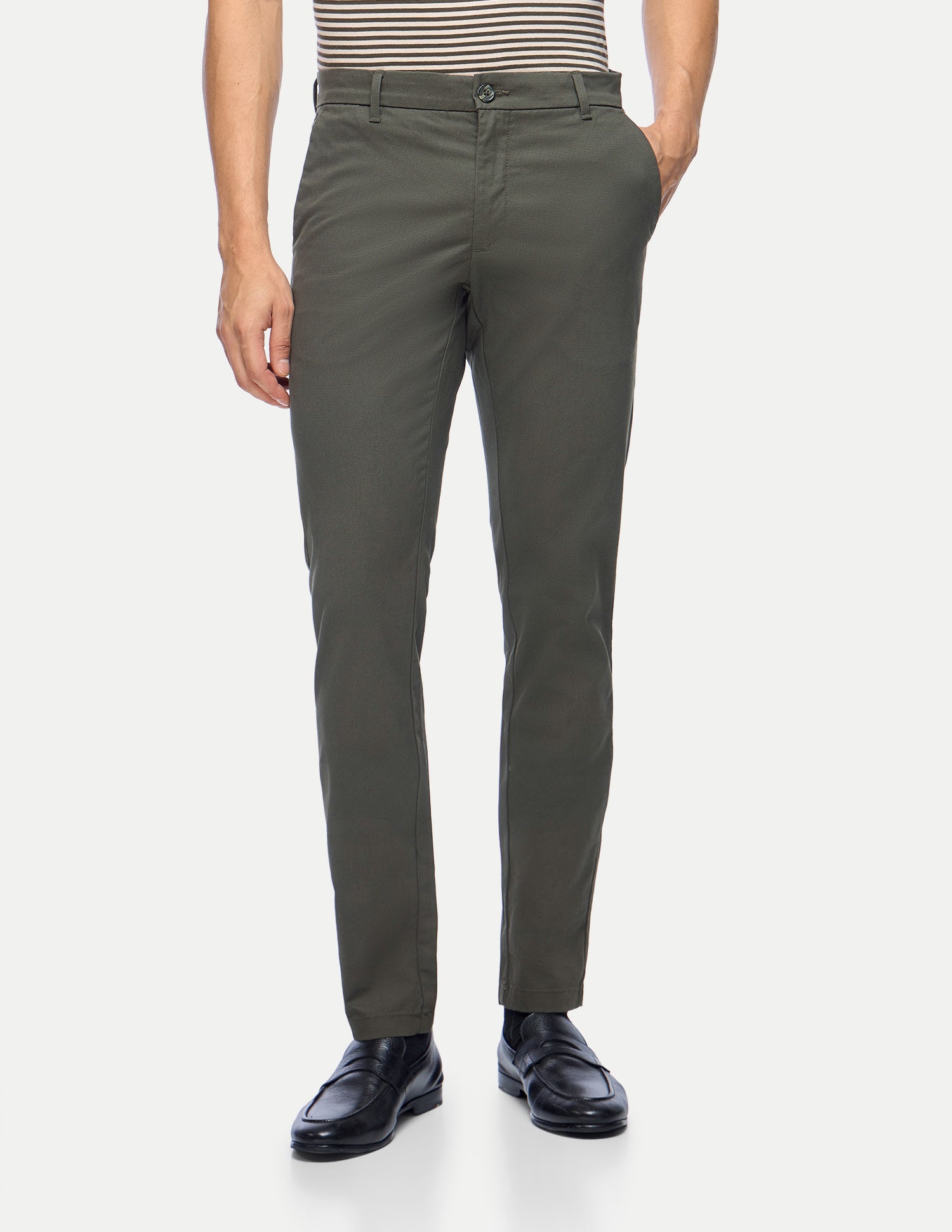Austin Slim Fit Twill Trousers Dark Olive - U.S. Polo Assn. India | Large