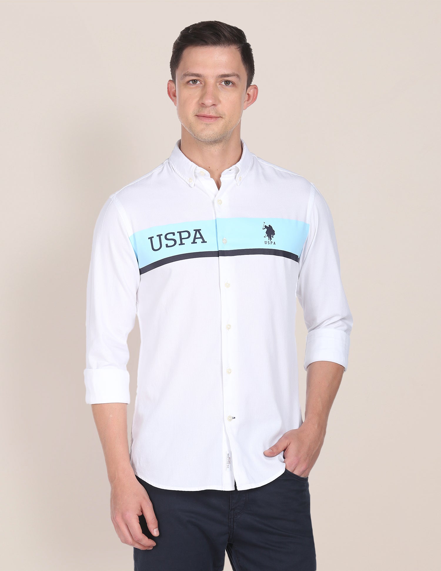 Engineered Dobby Shirt White - U.S. POLO ASSN. | Large