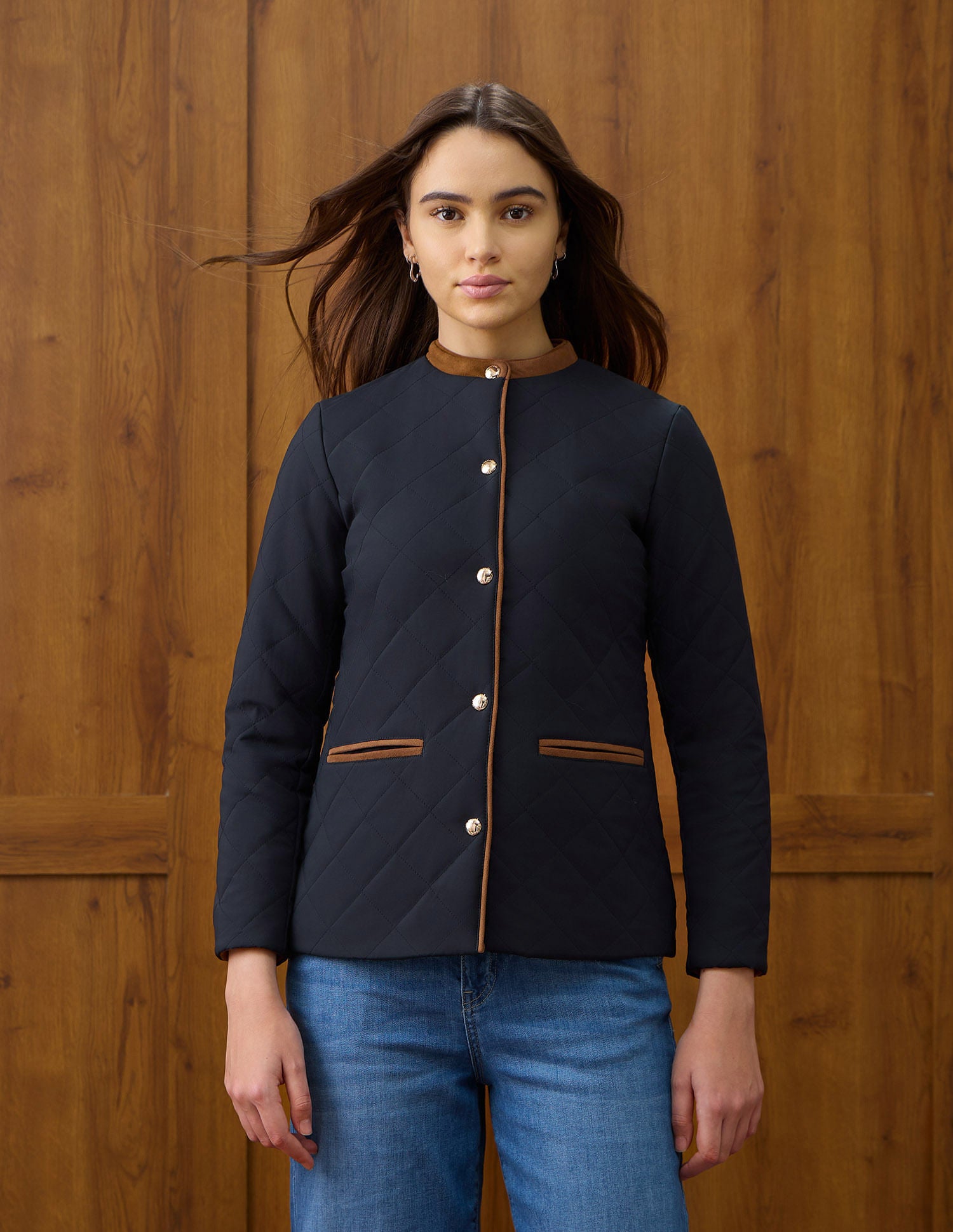 Solid Regular Fit High Neck Jacket Blue - U.S. POLO ASSN. | Large