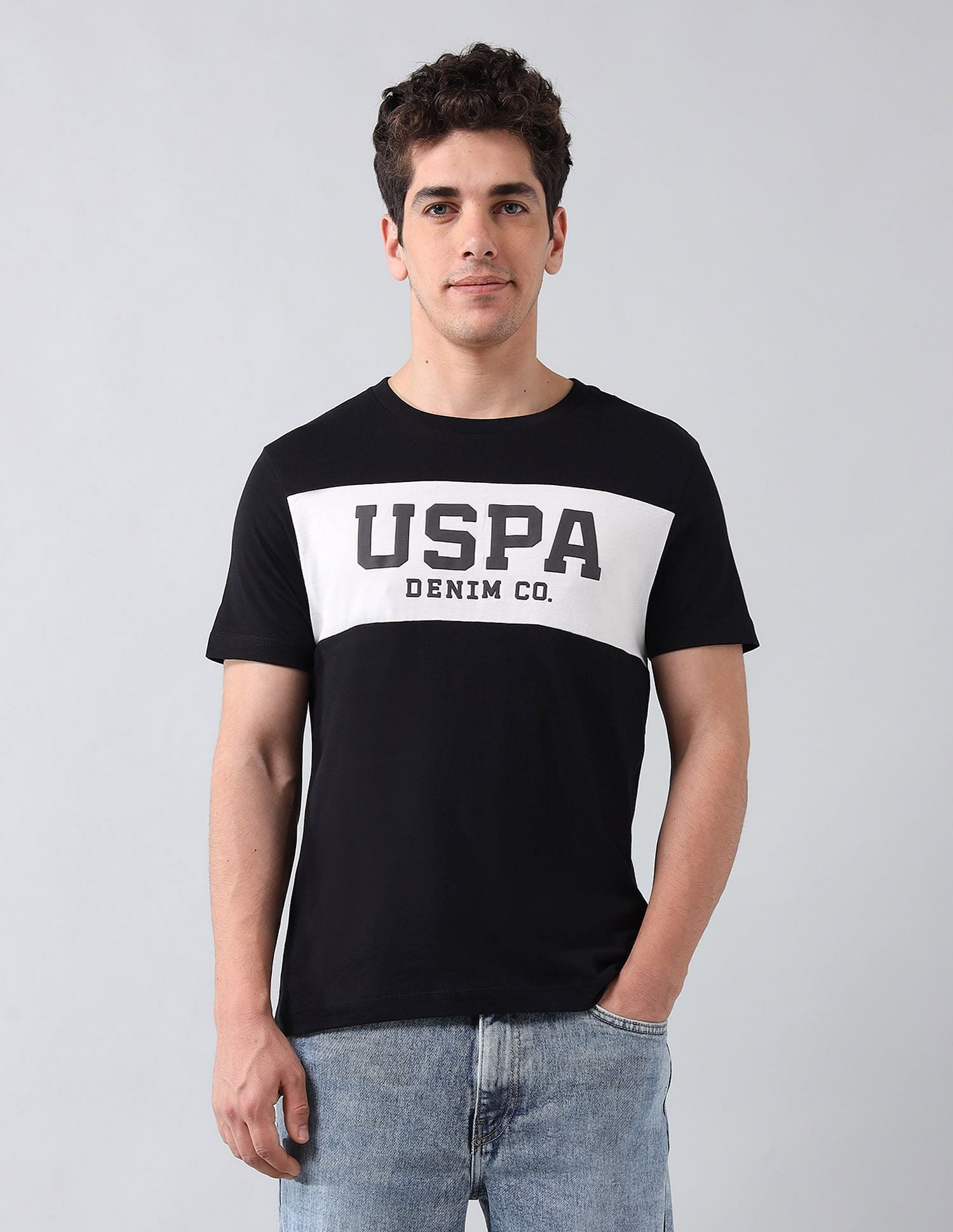 Muscle Fit Brand Printed T-Shirt Black - U.S. Polo Assn. India | Large