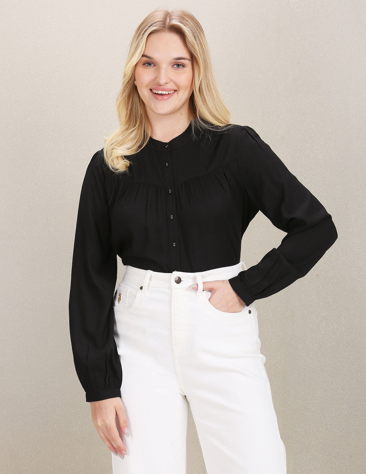 Solid Viscose Shirt Black - U.S. Polo Assn. India | Large