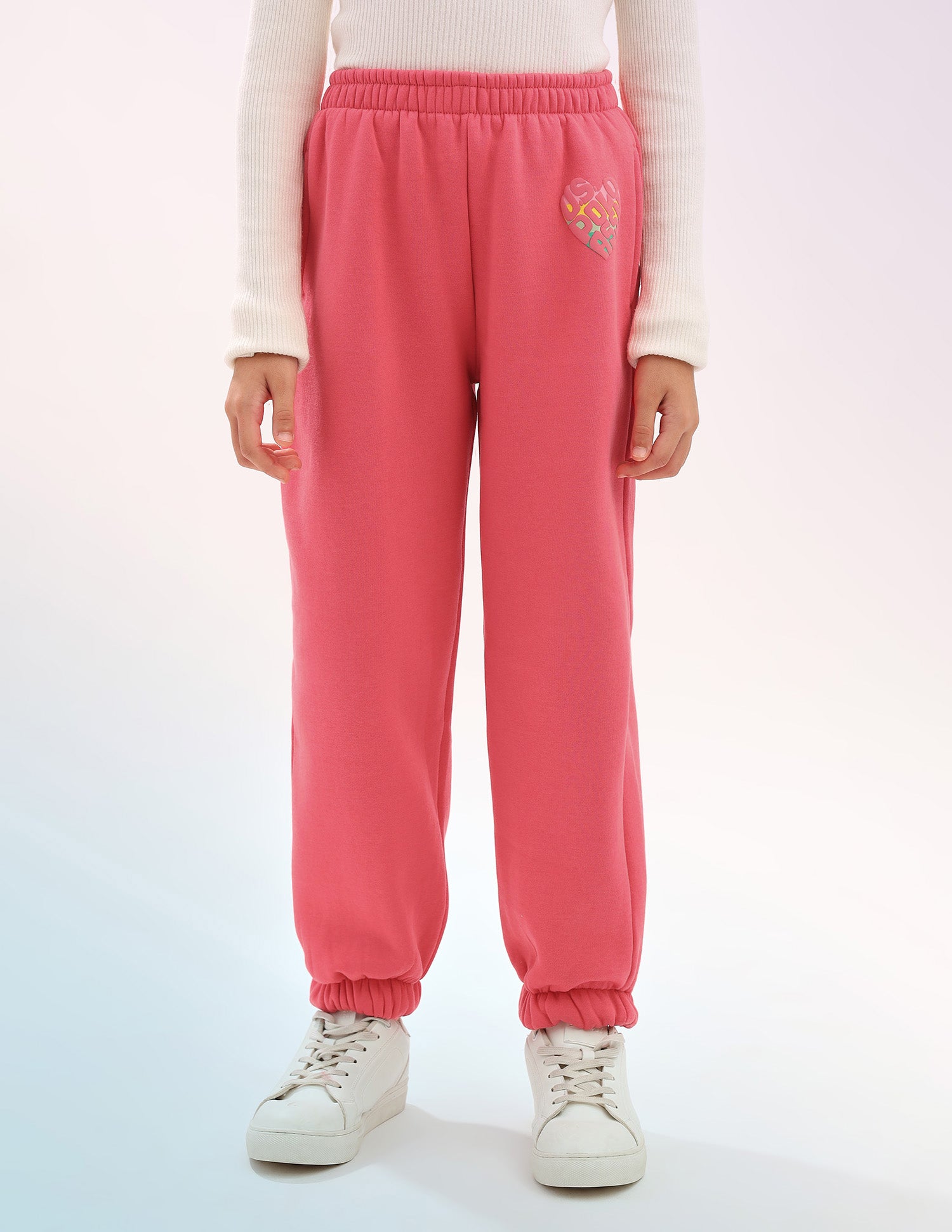 Girls Solid Regular Fit Joggers Coral - U.S. POLO ASSN. | Large