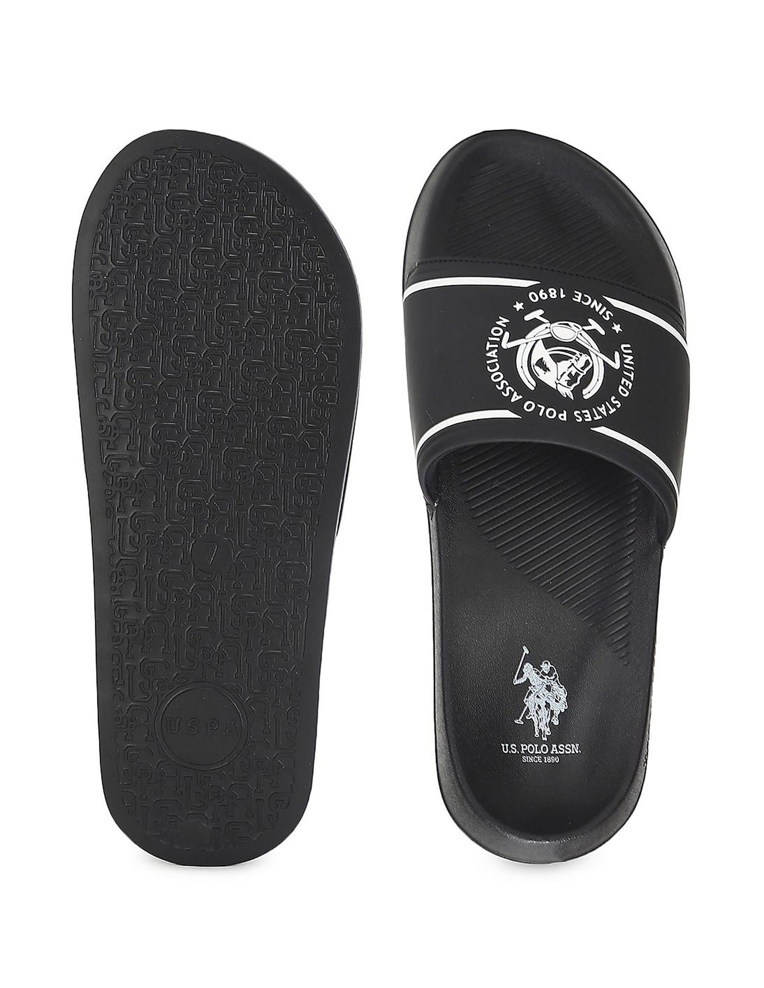 Logo Print Zane 4.0 Slides Black - U.S. Polo Assn. India | Large