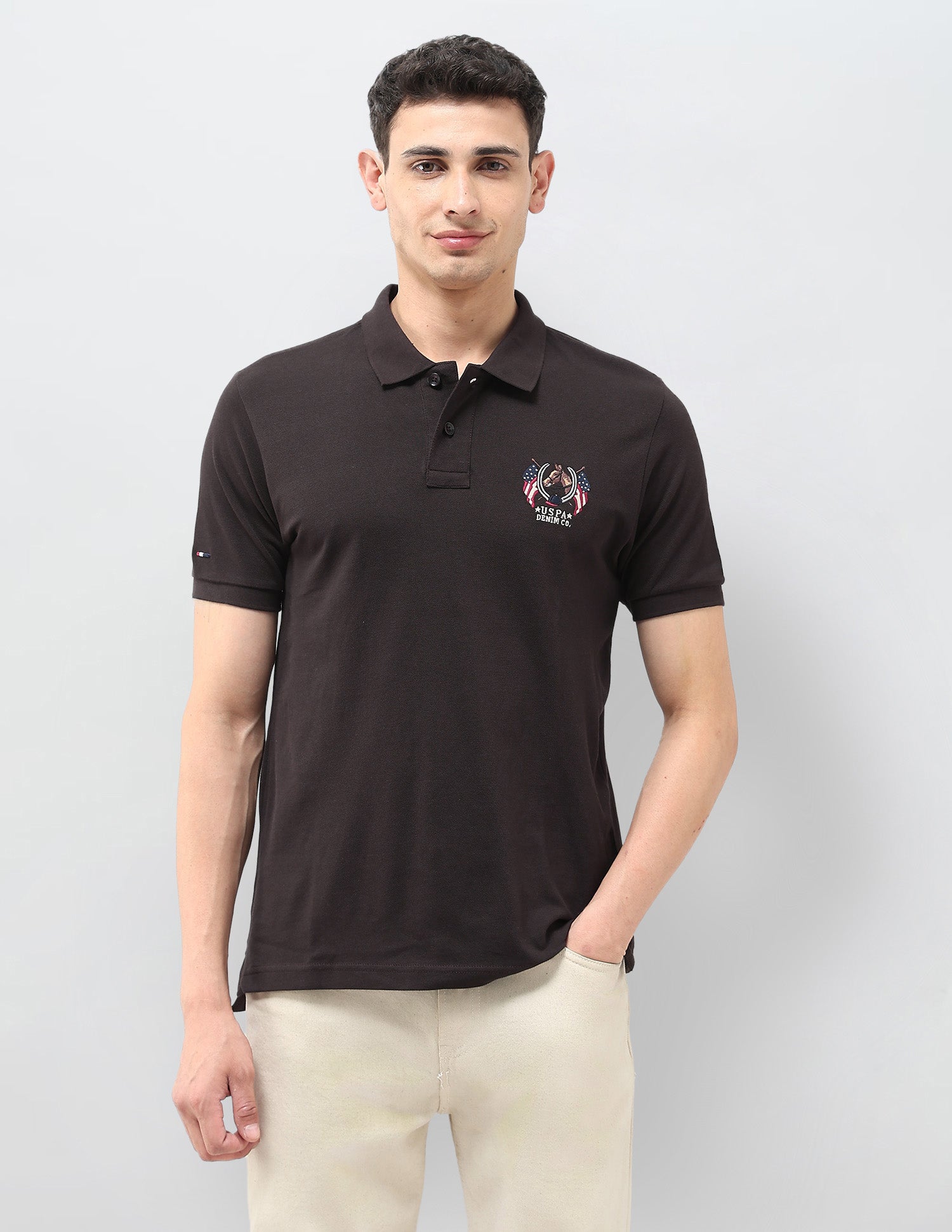 Solid Muscle Fit Polo Shirt Dark Brown - U.S. POLO ASSN. | Large
