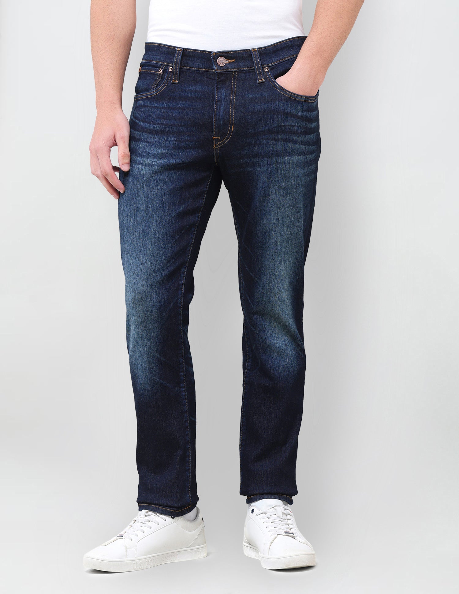 Brandon Slim Tapered Fit Blue Jeans Dark Blue - U.S. Polo Assn. India | Large