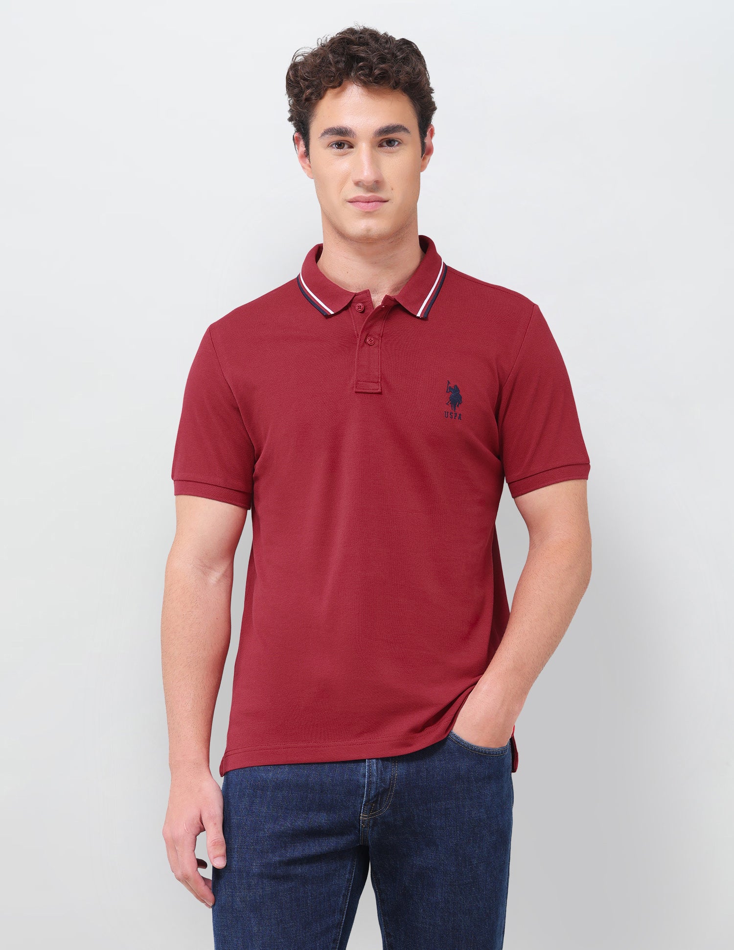 Solid Regular Fit Polo Shirt Red - U.S. Polo Assn. India | Large