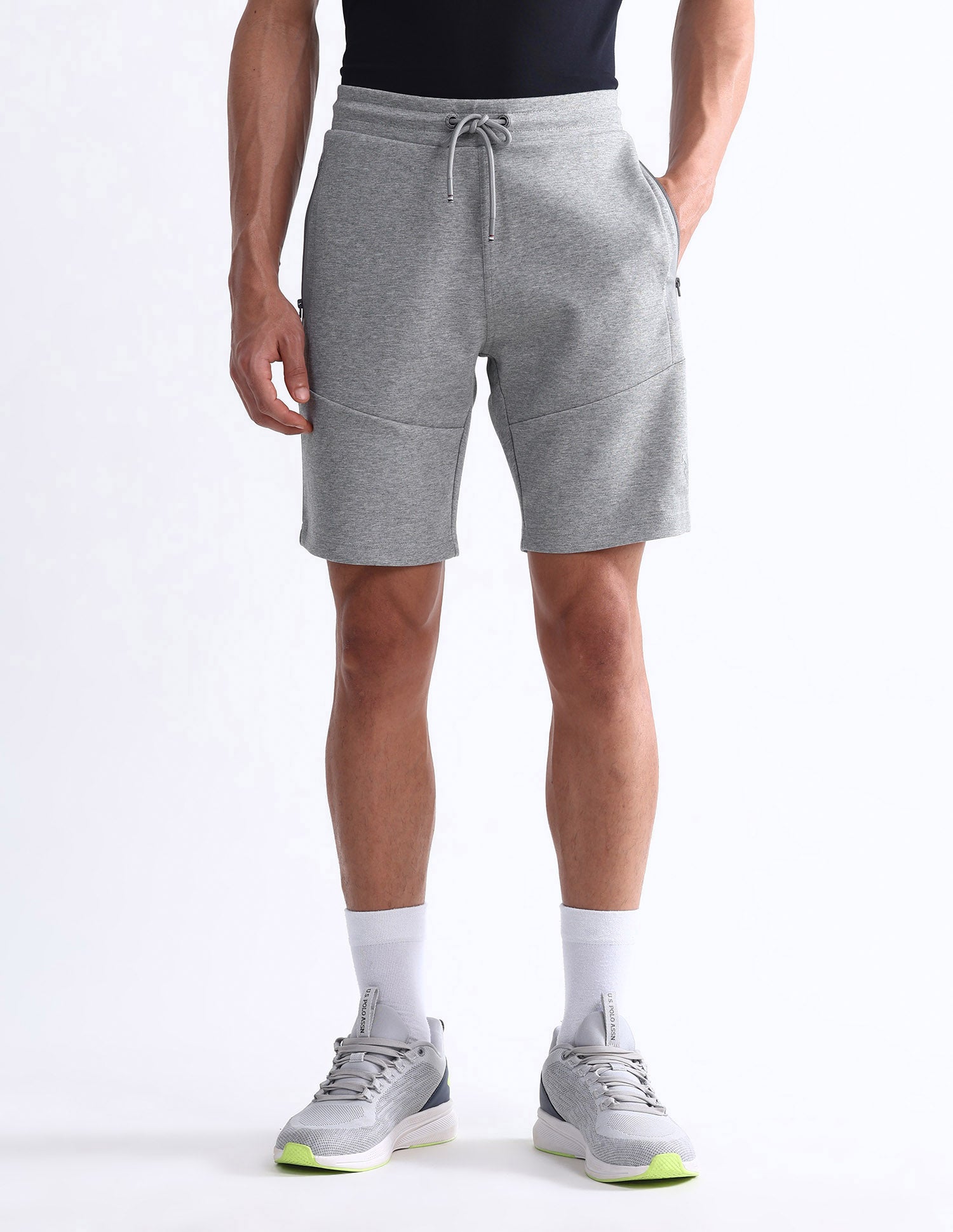 Heathered Slim Fit Active Shorts Grey - U.S. Polo Assn. India | Large