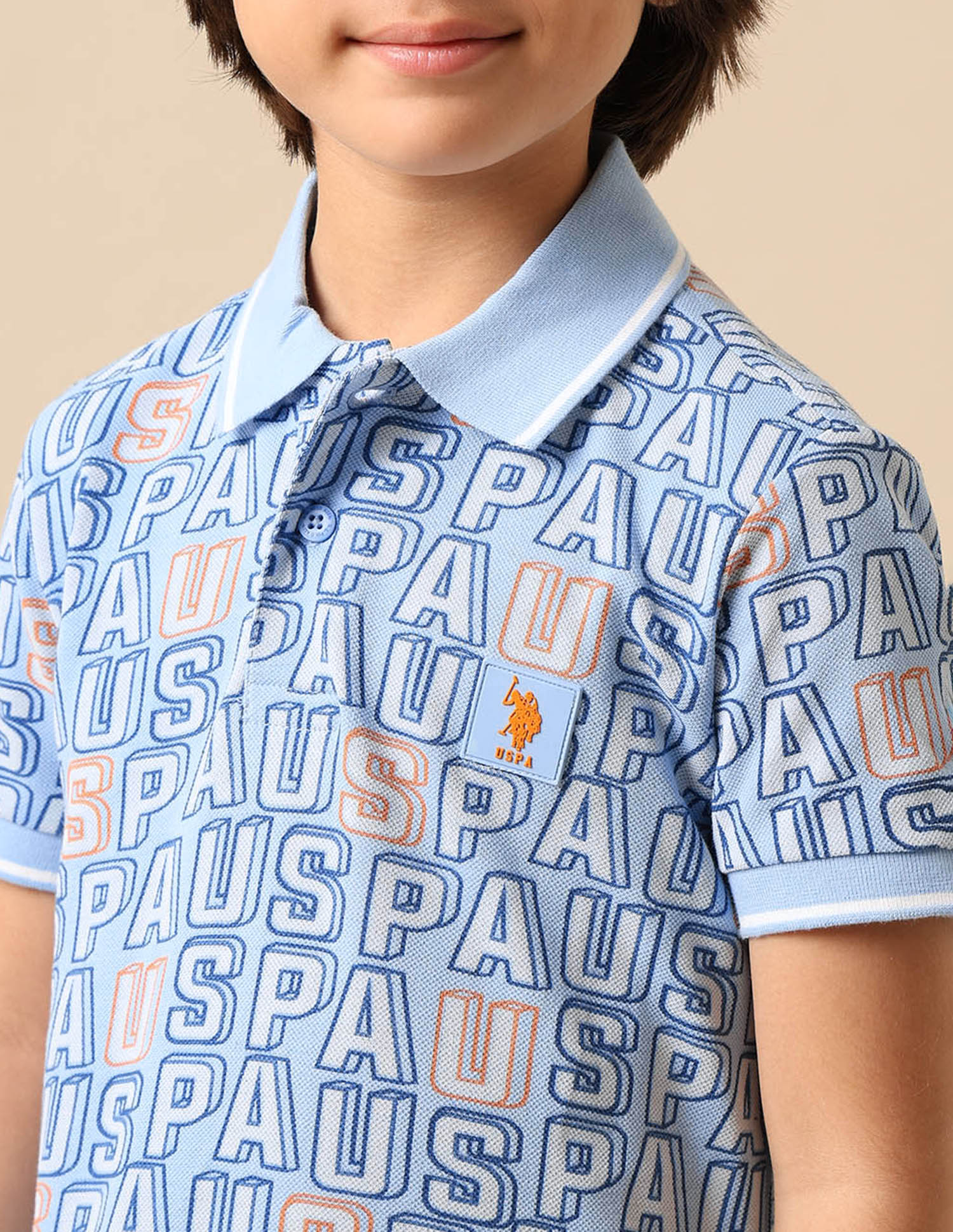 Boys Brand Printed Regular Fit Polo Shirt Light Blue - U.S. POLO ASSN. | Large