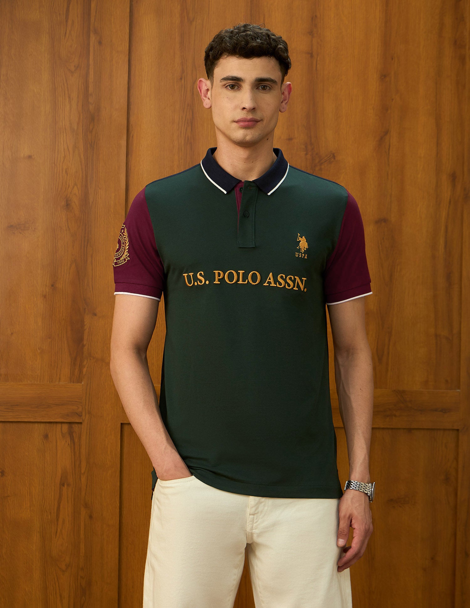 Brand Embroidered Varsity Theatre Polo Shirt Olive - U.S. POLO ASSN. | Large