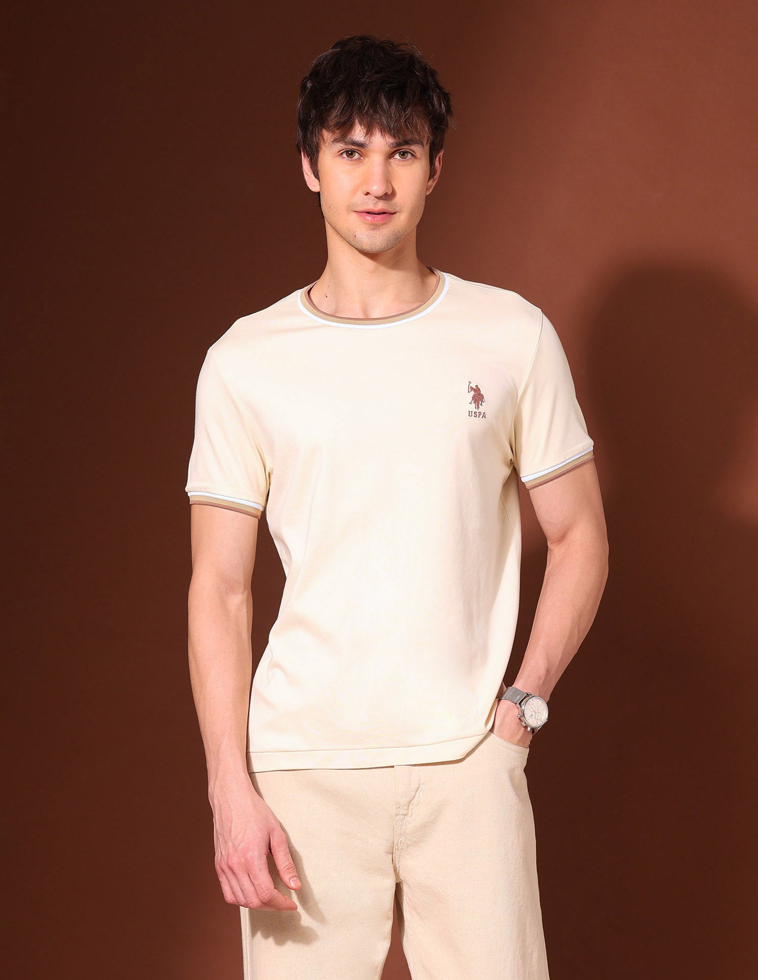 Slim Fit Working Holiday T-Shirt Beige - U.S. POLO ASSN. | Large