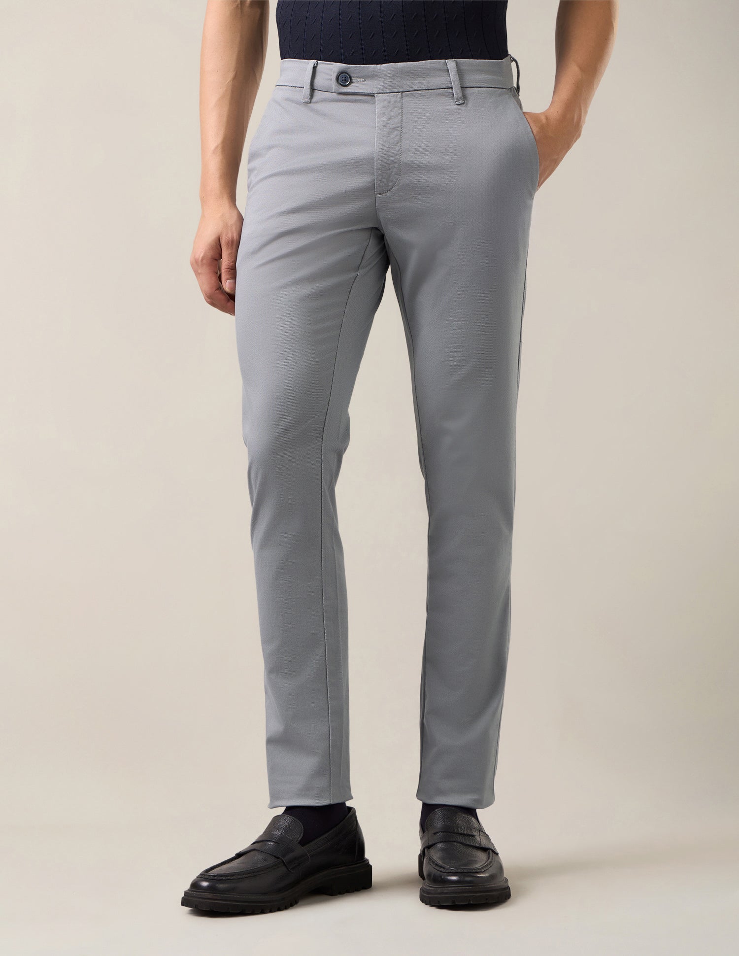 Austin Slim Fit Satin Trousers Mid Grey - U.S. Polo Assn. India | Large