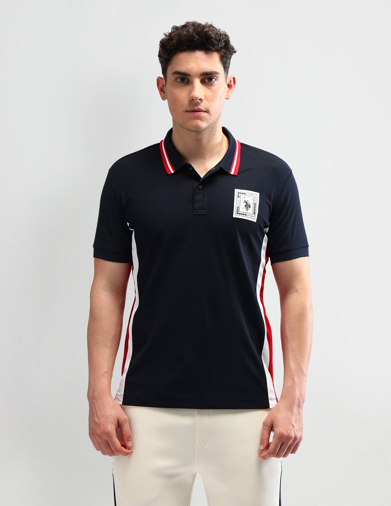 Slim Fit Solid Polo Shirt Navy - U.S. Polo Assn. India | Large