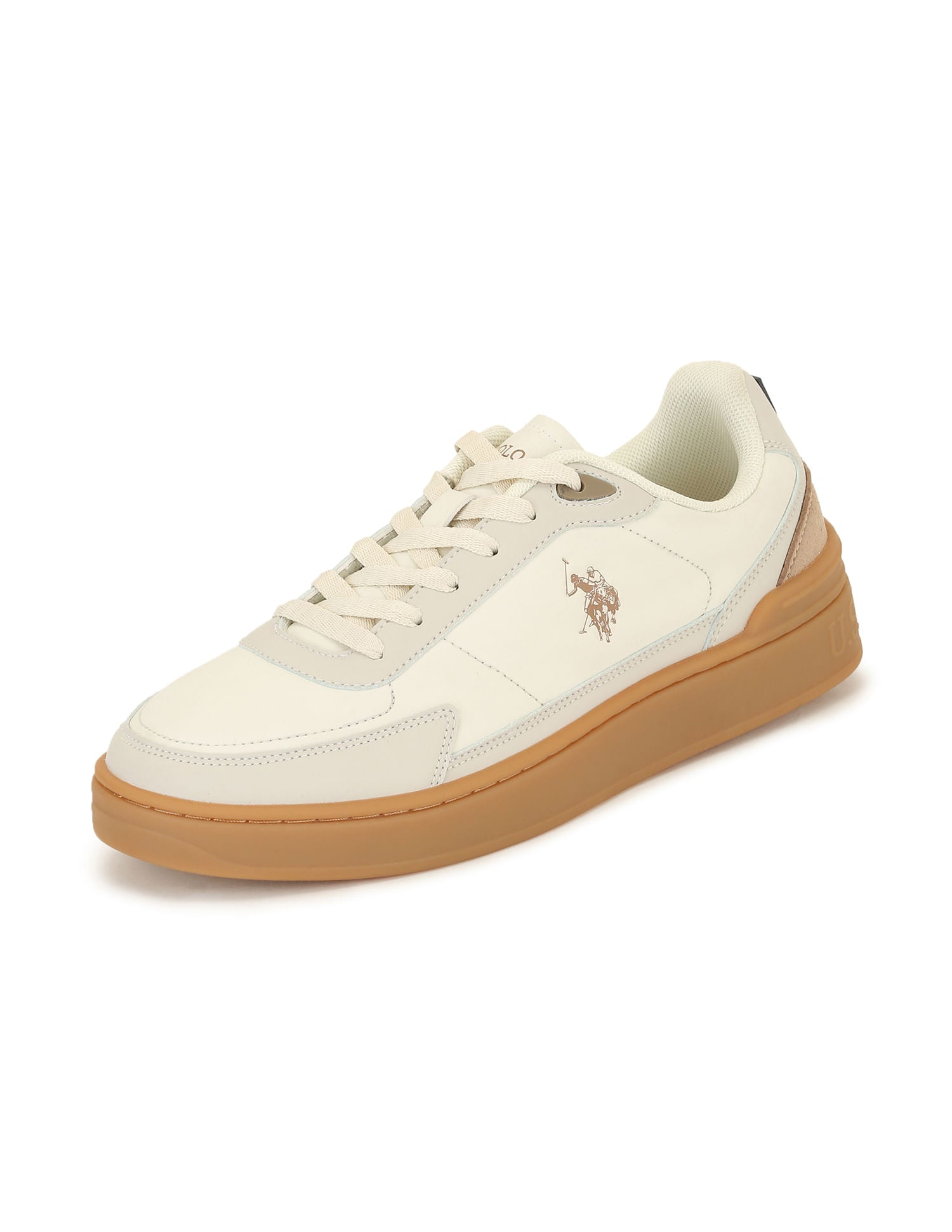 Men Round Toe Crest Sneakers Beige - U.S. POLO ASSN. | Large