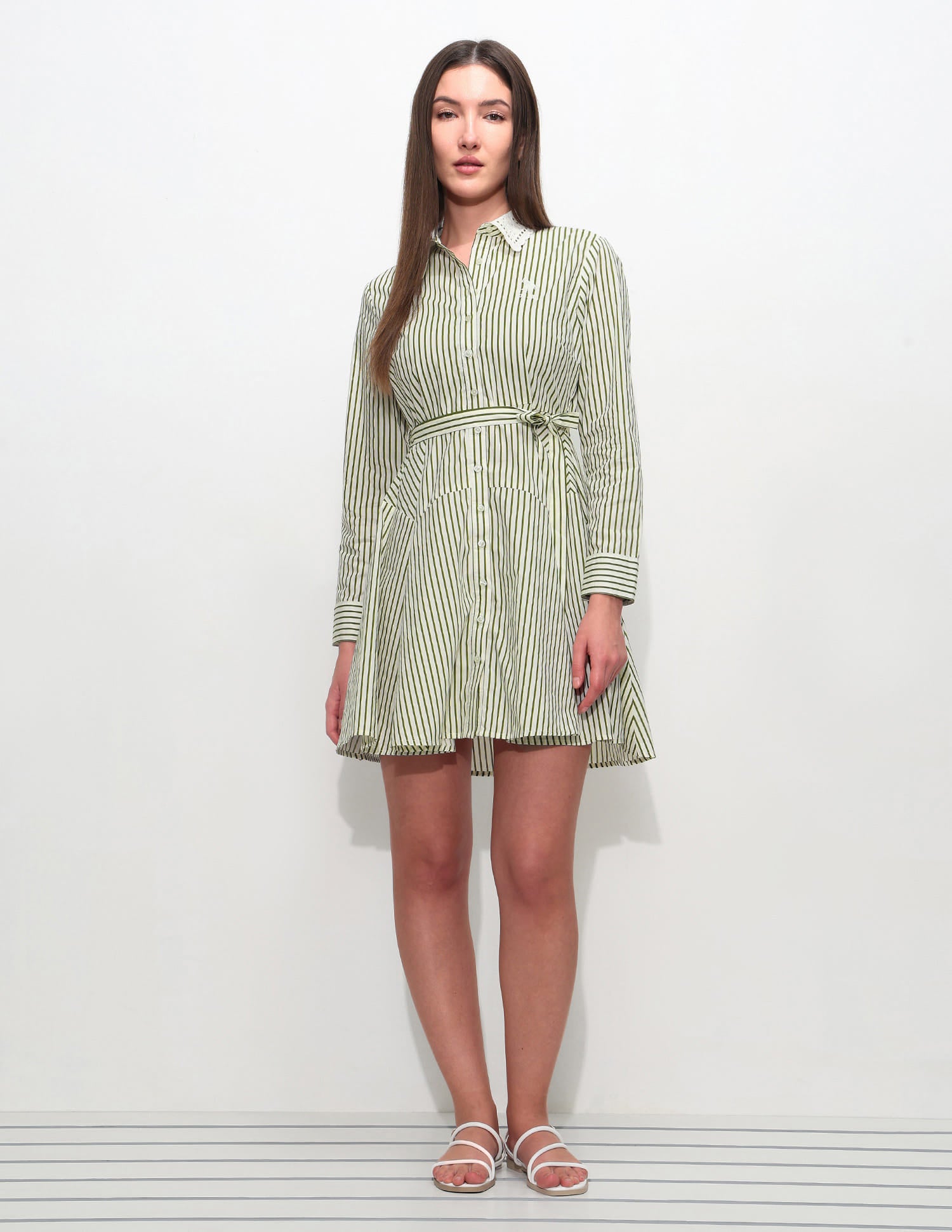 Vertical Striped Shirt Dress Olive - U.S. Polo Assn. India | Large