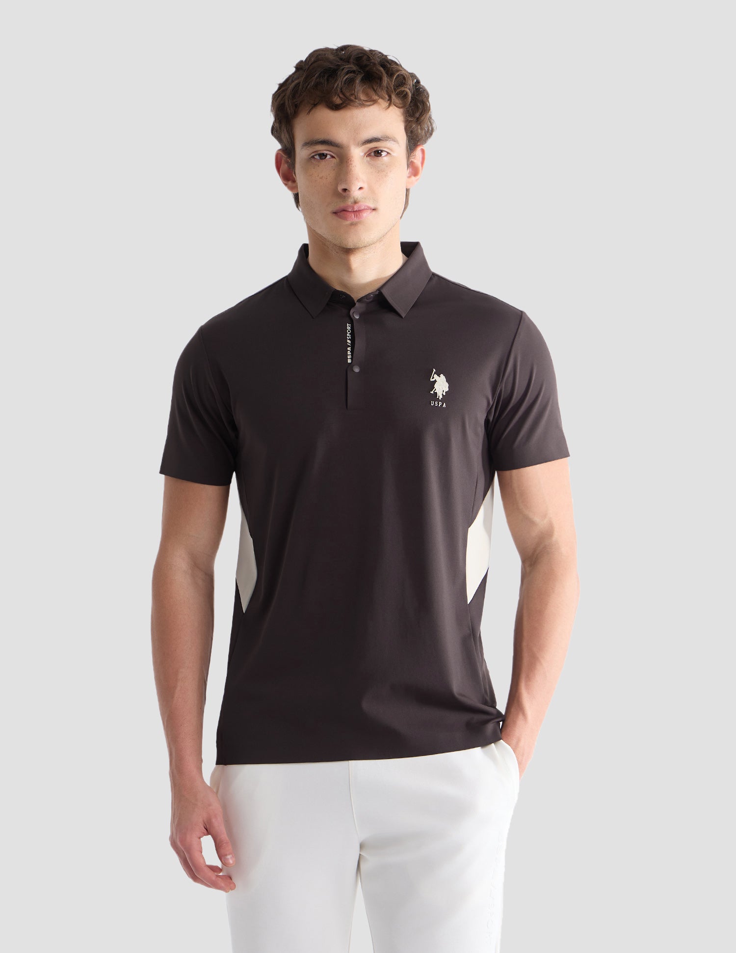 Solid Slim Fit Active Polo Shirt Dark Brown - U.S. Polo Assn. India | Large