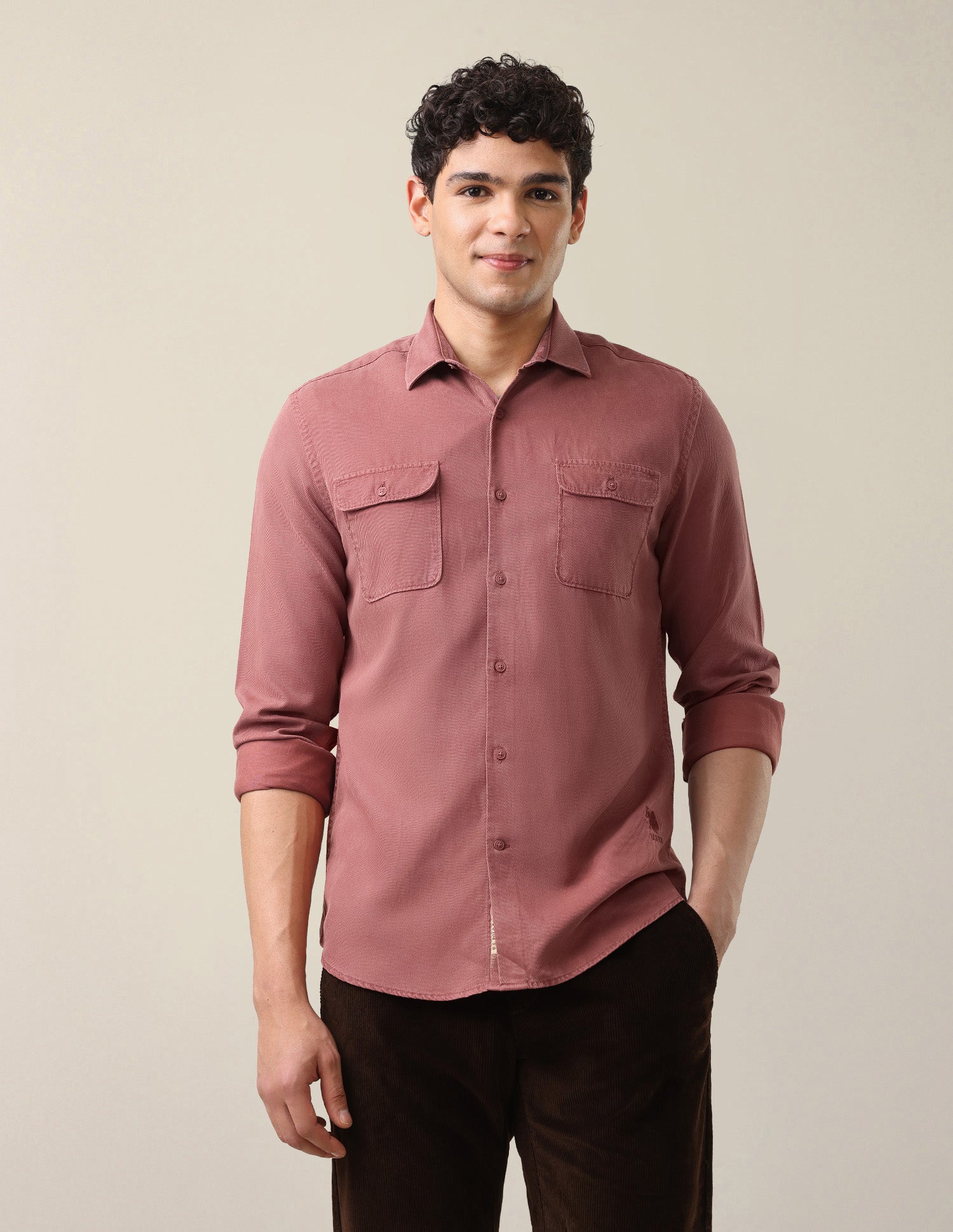 Solid Regular Fit Shirt Rust - U.S. Polo Assn. India | Large