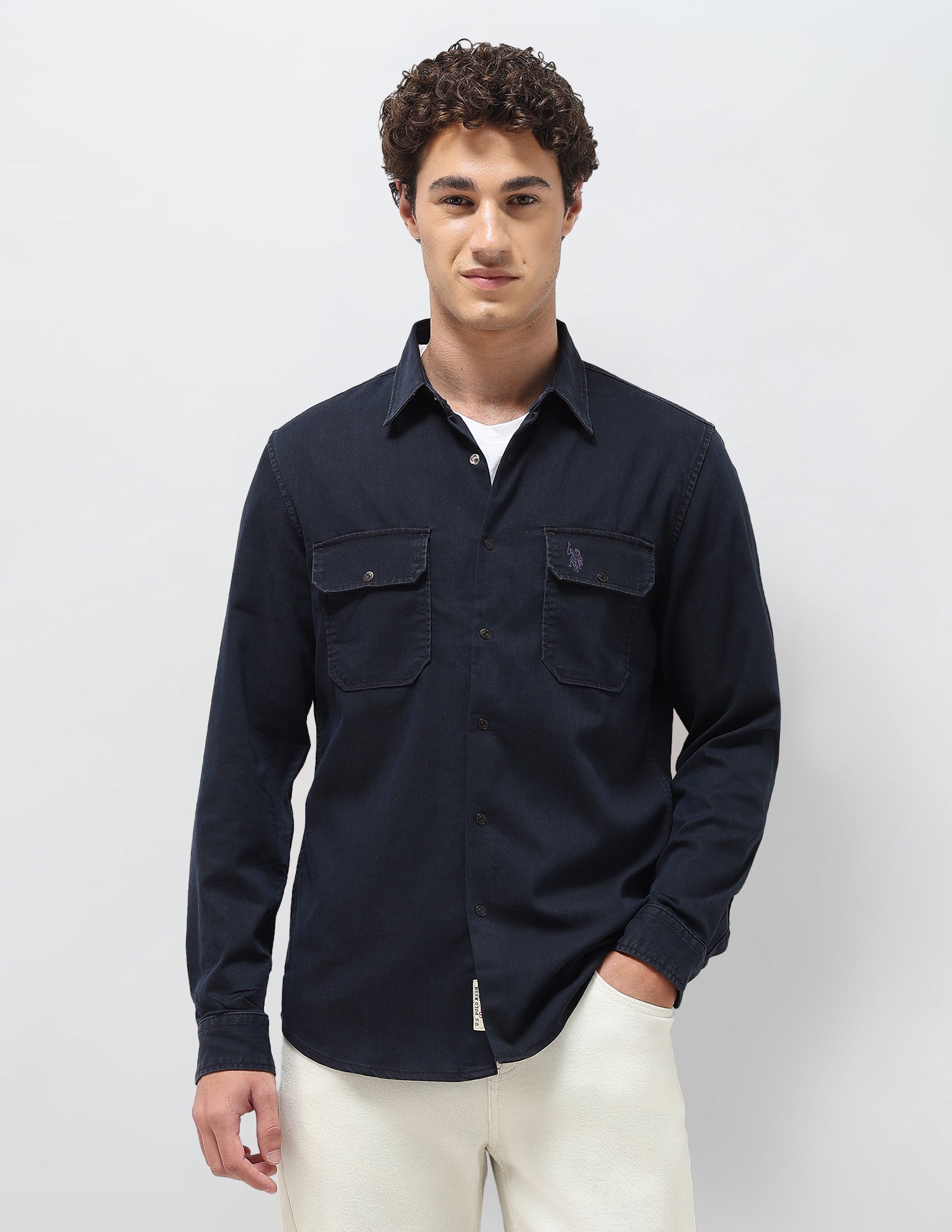 Regular Fit Twill Shirt Dark Indigo - U.S. Polo Assn. India | Large