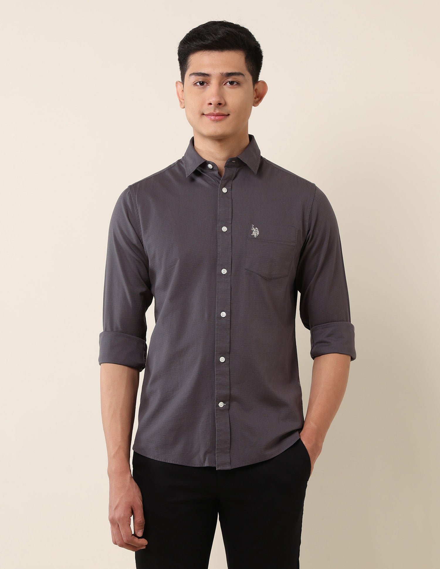 Dobby Tailored Fit Shirt Light Purple - U.S. Polo Assn. India | Large