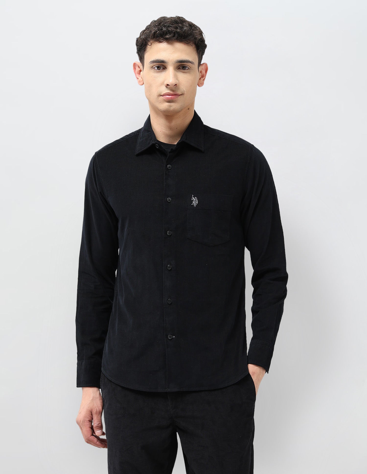 Corduroy Tailored Fit Shirt Black - U.S. POLO ASSN. | Large