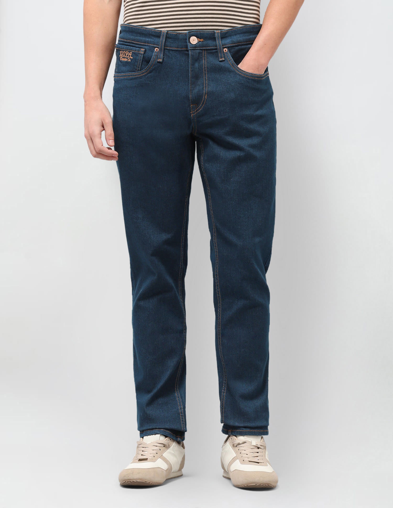 Solid Slim Fit Jeans Blue - U.S. Polo Assn. India | Large