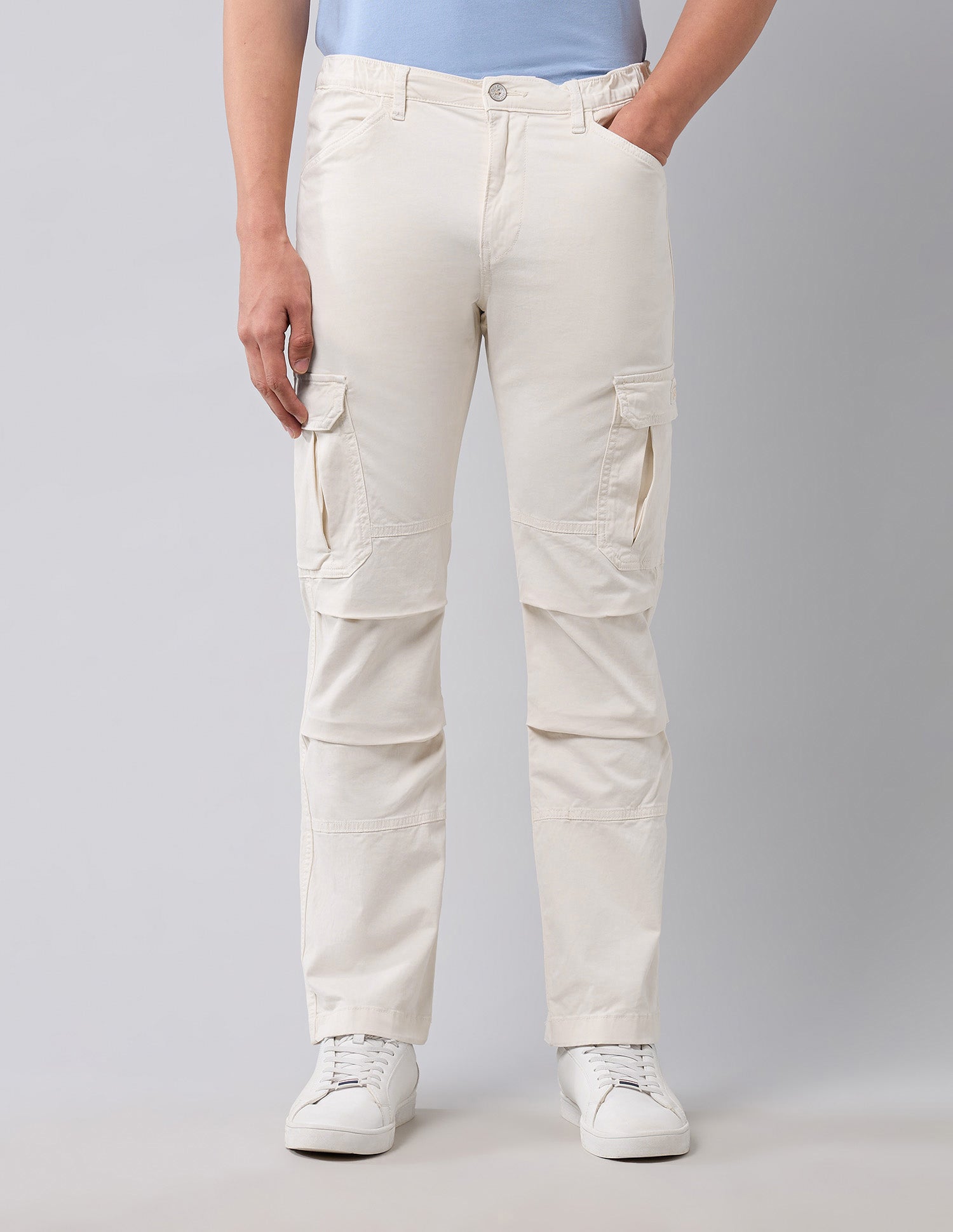 Straight Fit Pure Cotton Cargos White - U.S. Polo Assn. India | Large