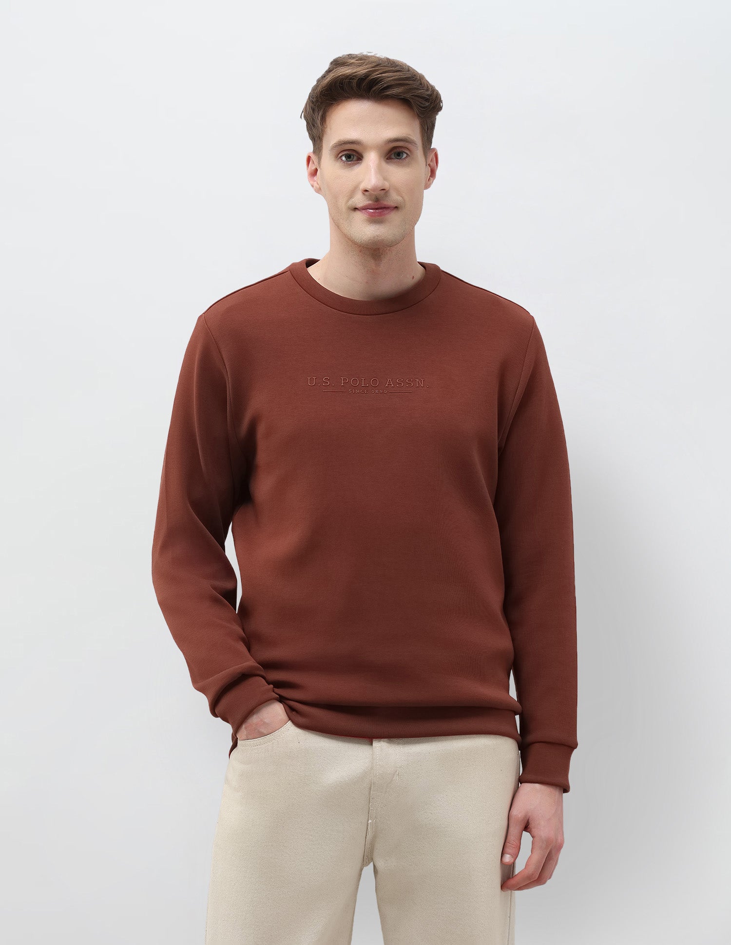 Solid Regular Fit Sweatshirt Rust - U.S. POLO ASSN. | Large