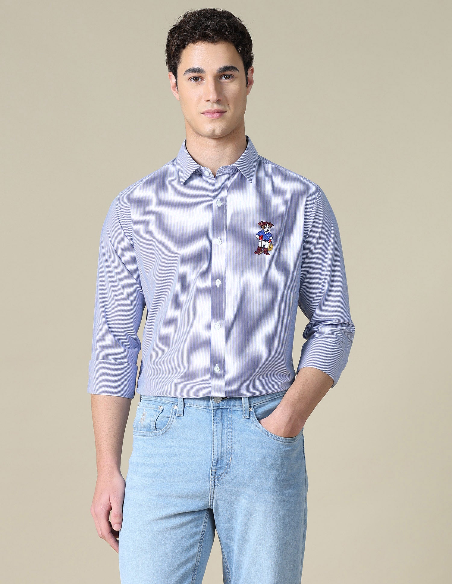 Vertical Striped Tailored Fit Shirt Blue - U.S. Polo Assn. India | Large