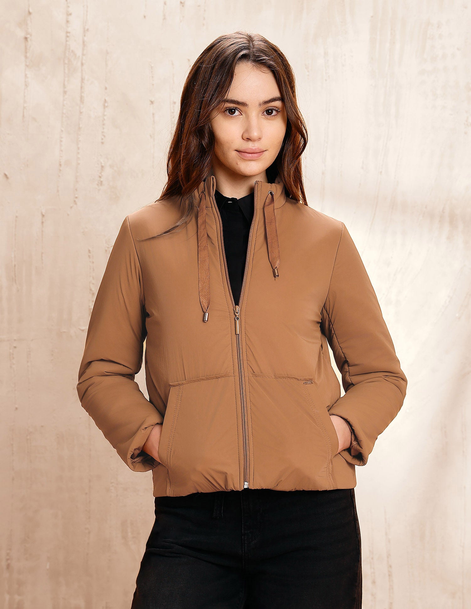 Solid Regular Fit Puffer Jacket Bronze - U.S. POLO ASSN. | Large