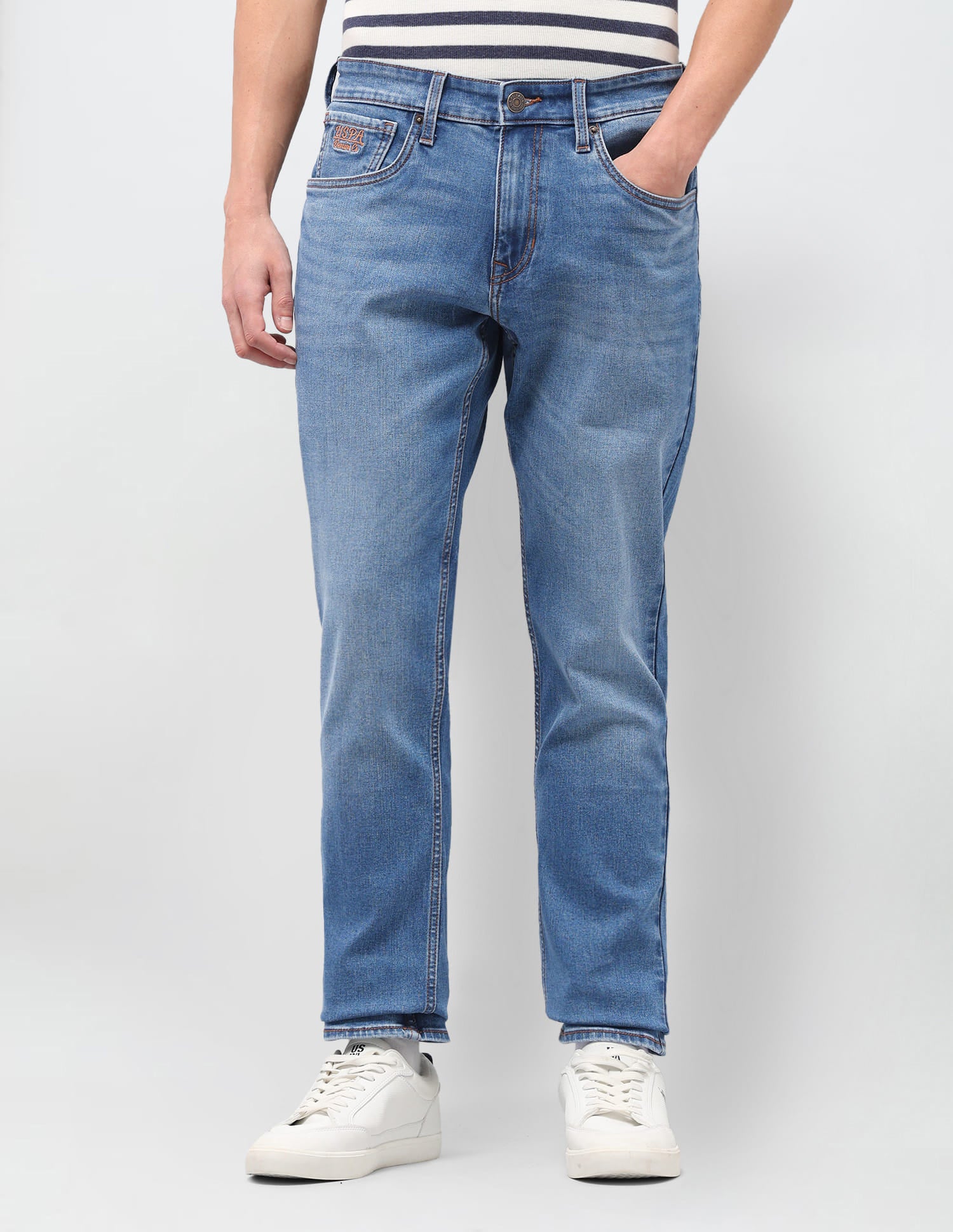Solid Slim Fit Jeans Blue - U.S. Polo Assn. India | Large