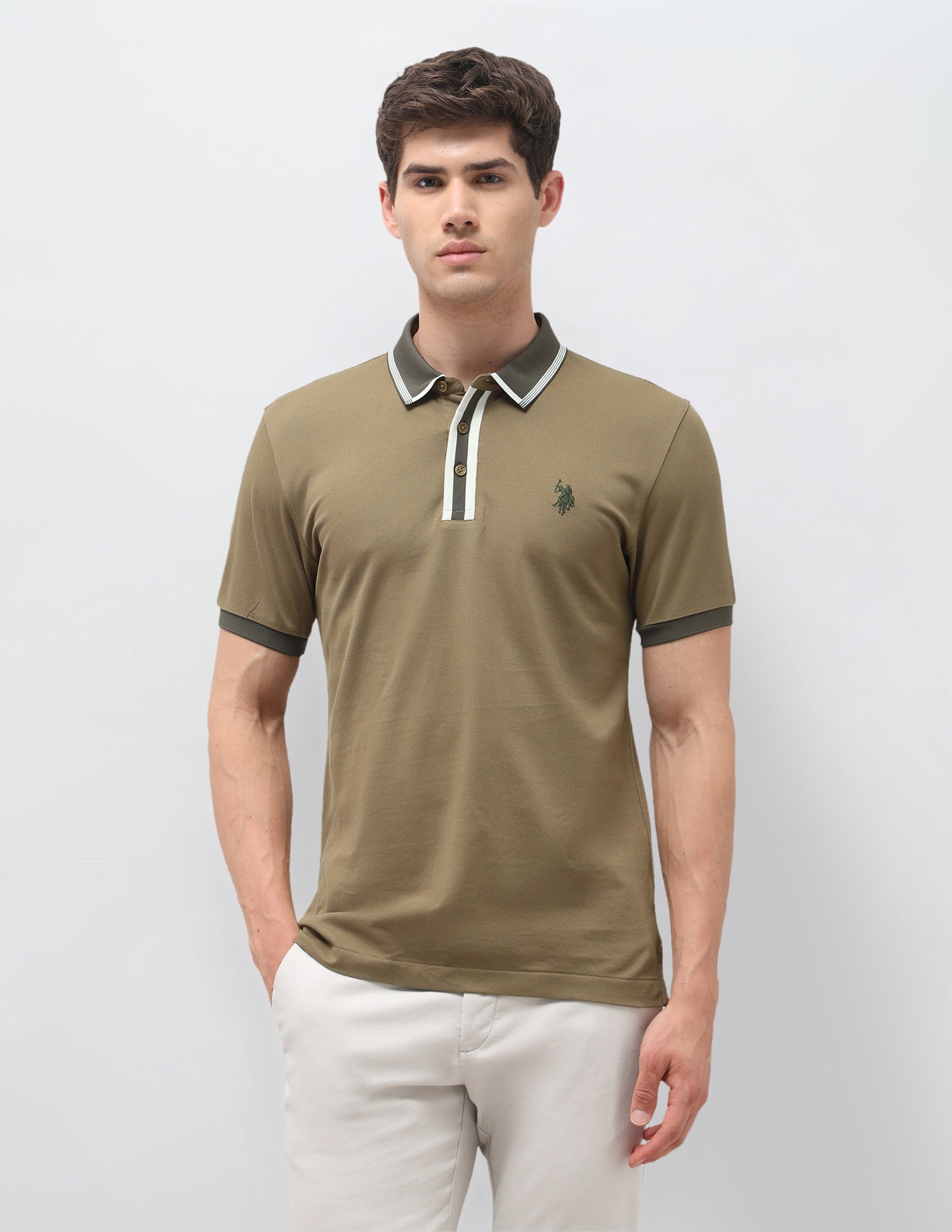 Solid Slim Fit Polo Shirt Brown - U.S. Polo Assn. India | Large