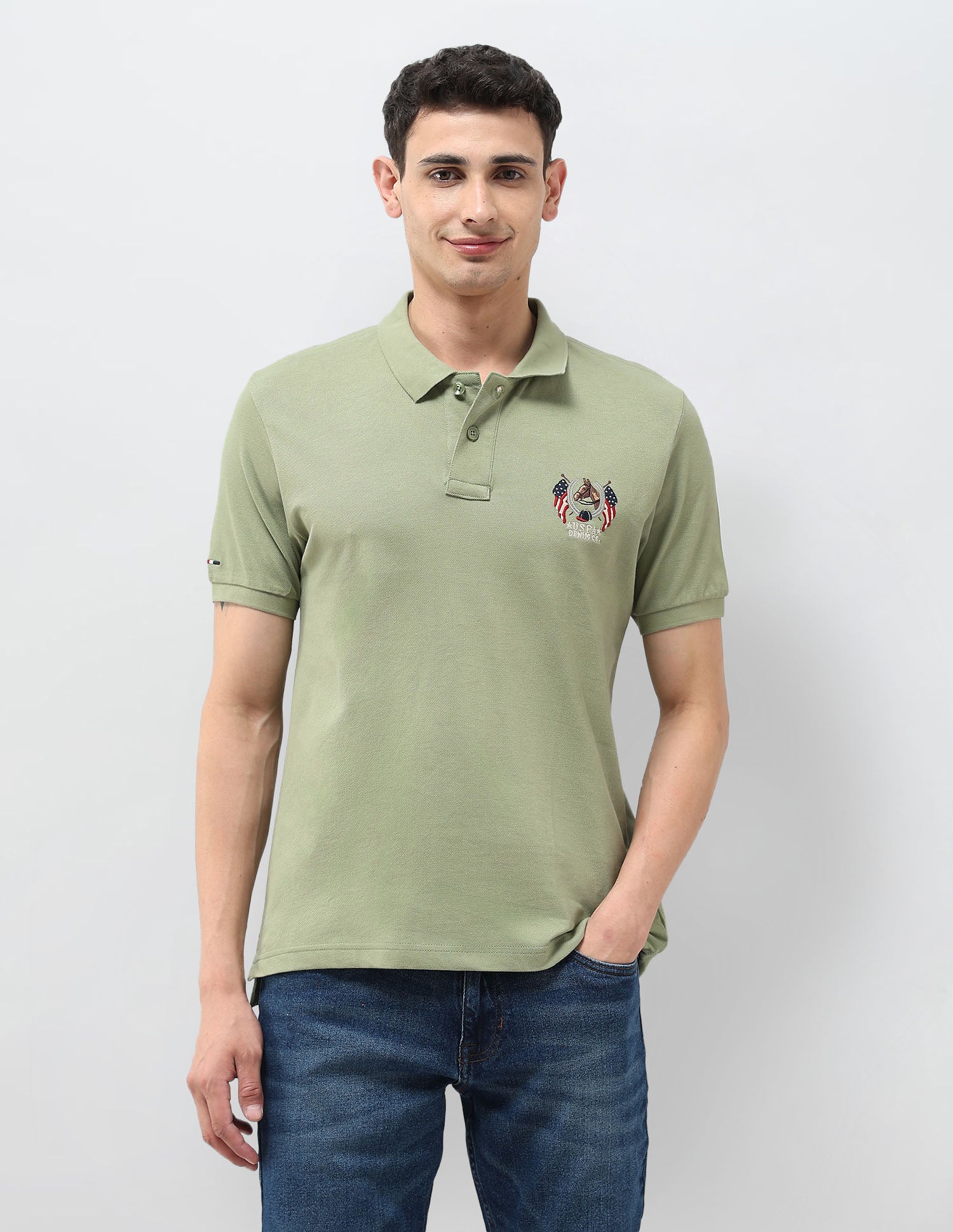 Solid Muscle Fit Polo Shirt Light Green - U.S. POLO ASSN. | Large