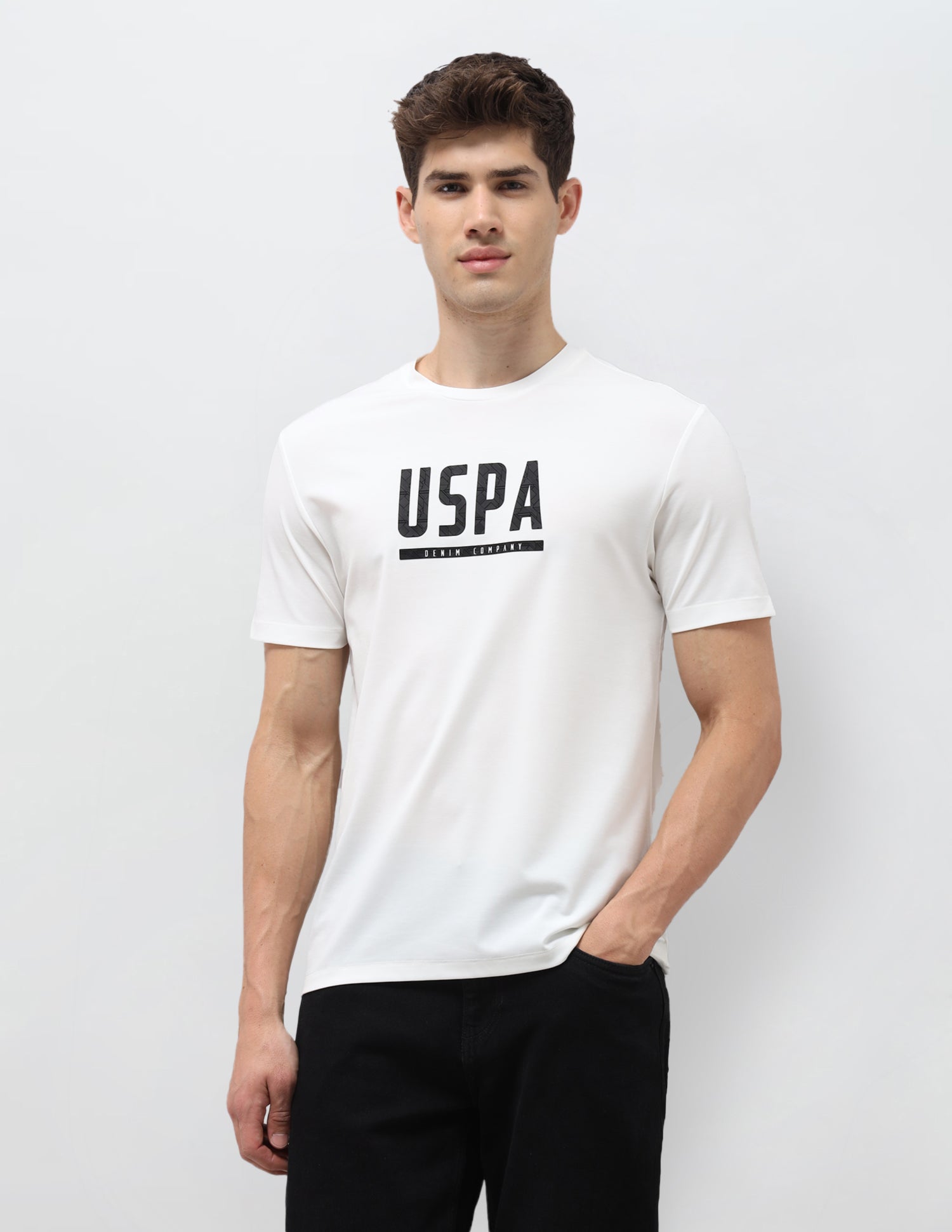 Brand Printed Slim Fit T-Shirt Ivory - U.S. Polo Assn. India | Large