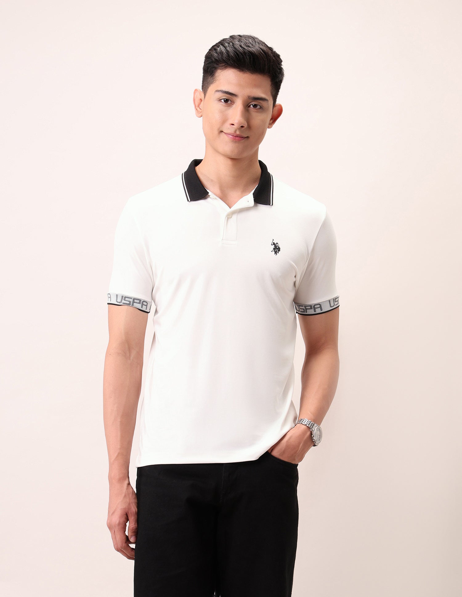 Muscle Fit Outdoor Polo Shirt Ivory - U.S. Polo Assn. India | Large