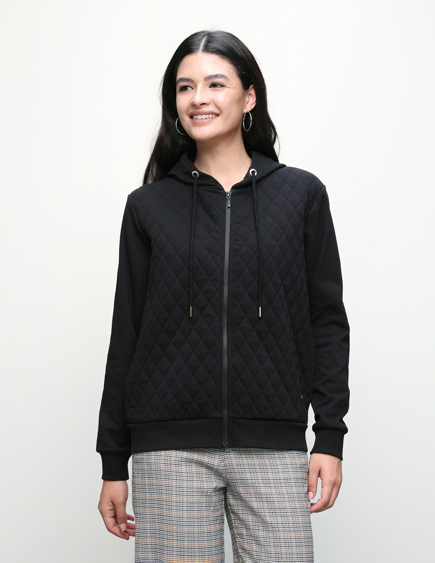 Quilted Zipper Sweatshirt Black - U.S. Polo Assn. India | Large