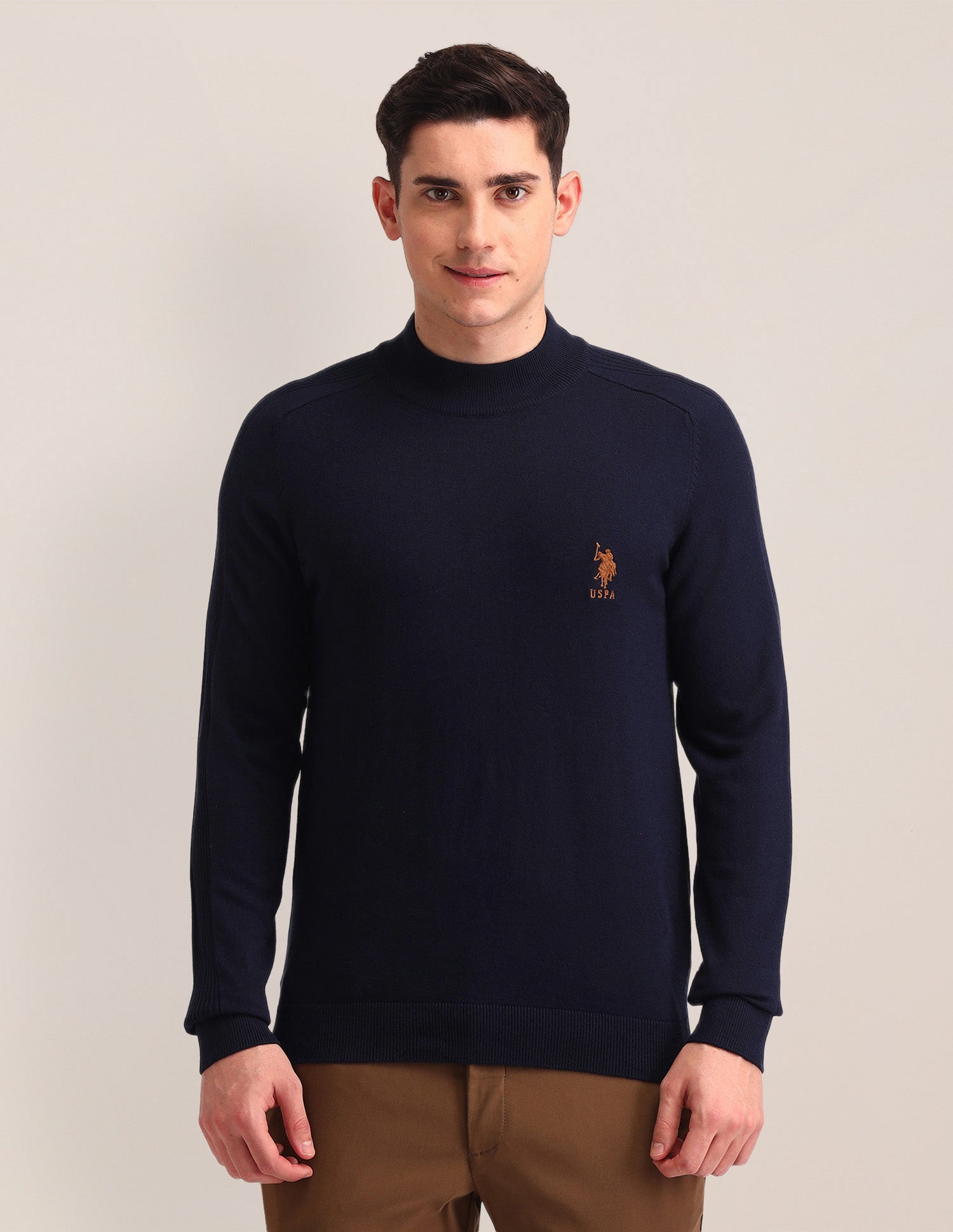 Textured Regular Fit Sweater Blue - U.S. Polo Assn. India | Large
