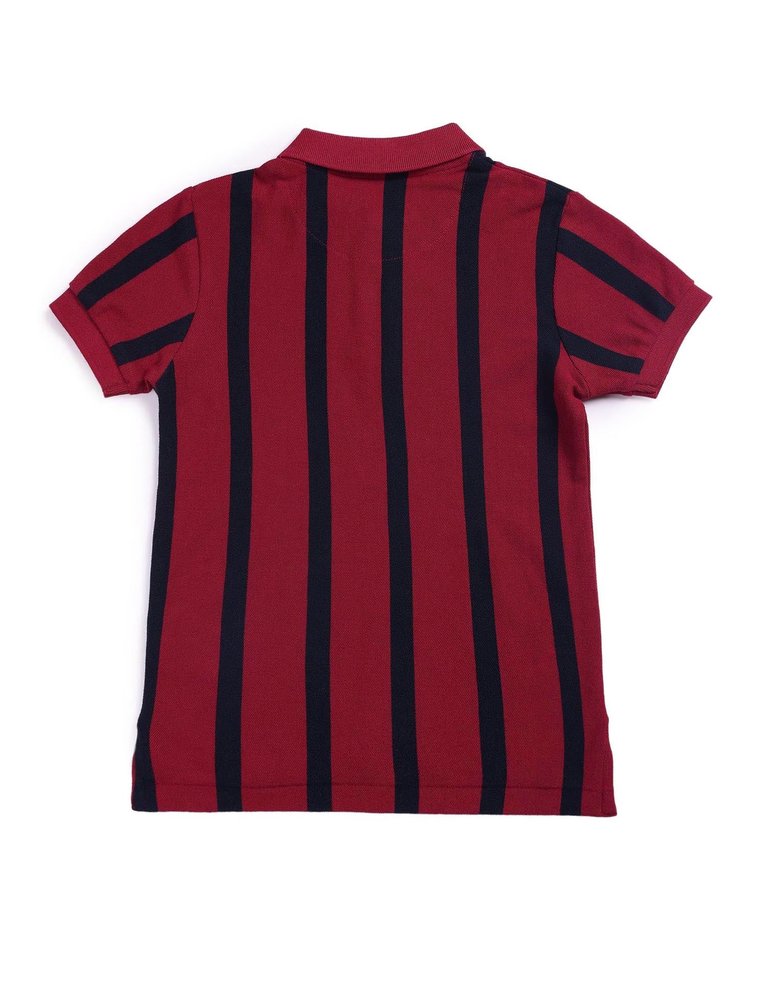 Boys Vertical Striped Regular Fit Polo Shirt Tawny Port - U.S. POLO ASSN. | Large