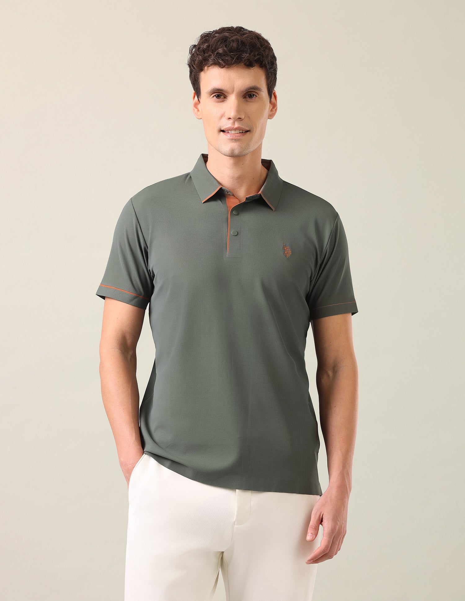 Solid Slim Fit T-Shirt Green - U.S. Polo Assn. India | Large