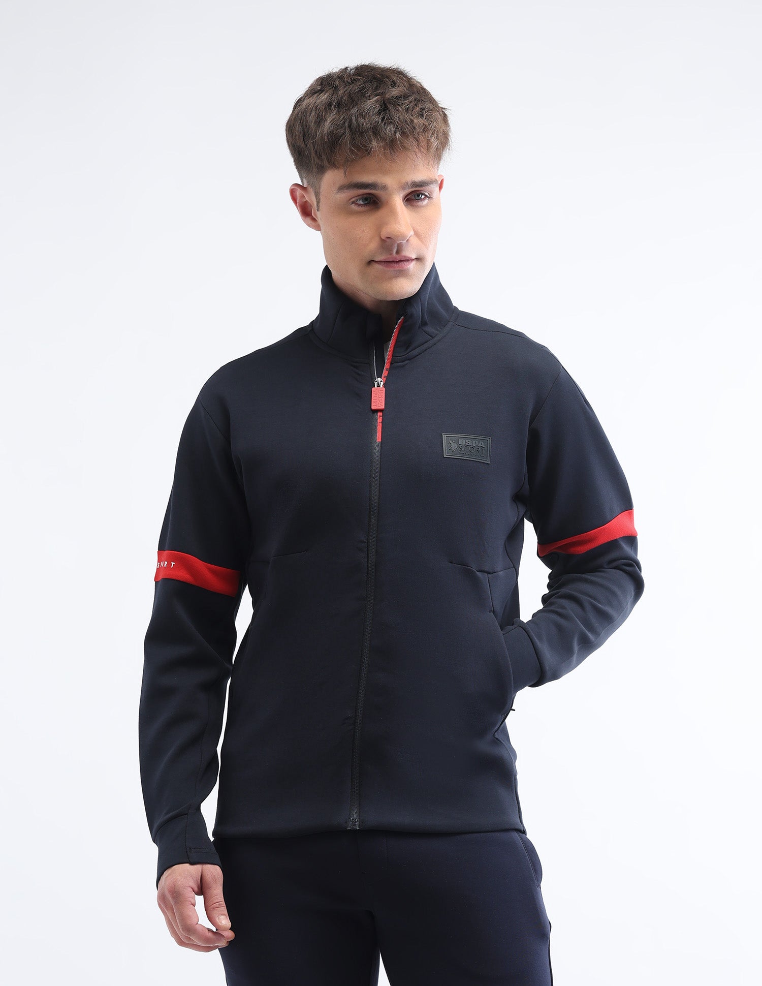 Solid Regular Fit Luxe Zipper Sweatshirt Navy - U.S. POLO ASSN. | Large
