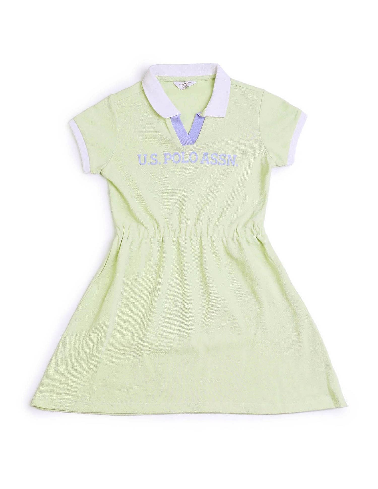 Girls Solid Skater Dress Light Green - U.S. POLO ASSN. | Large