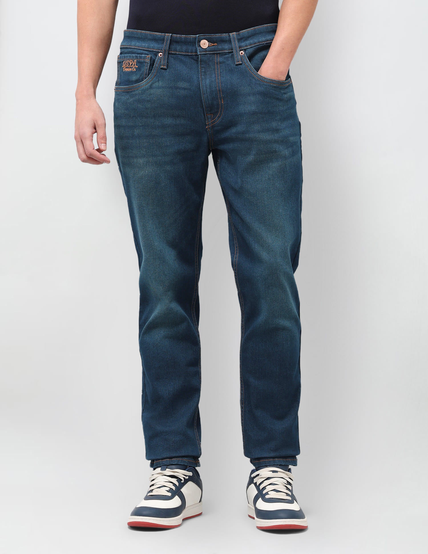 Solid Slim Fit Jeans Blue - U.S. Polo Assn. India | Large