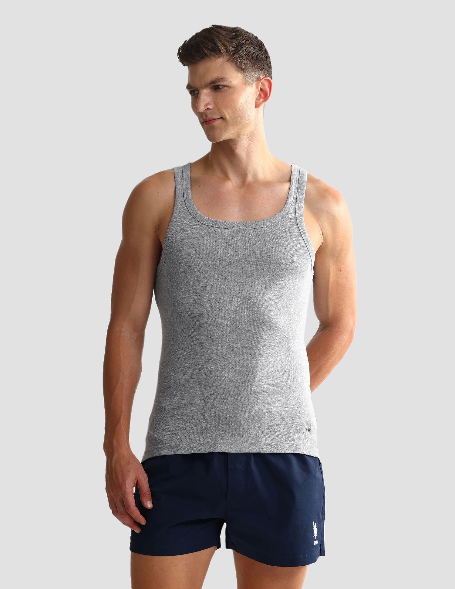 Pure Cotton EV006 Vest - Pack Of 2 Grey Melange - U.S. POLO ASSN. | Large