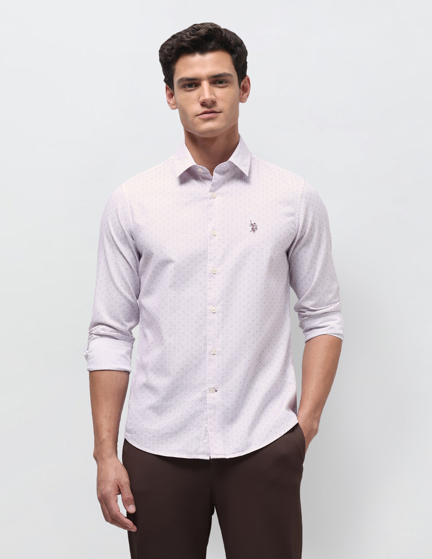 Dobby Regular Fit Shirt Maroon - U.S. Polo Assn. India | Large