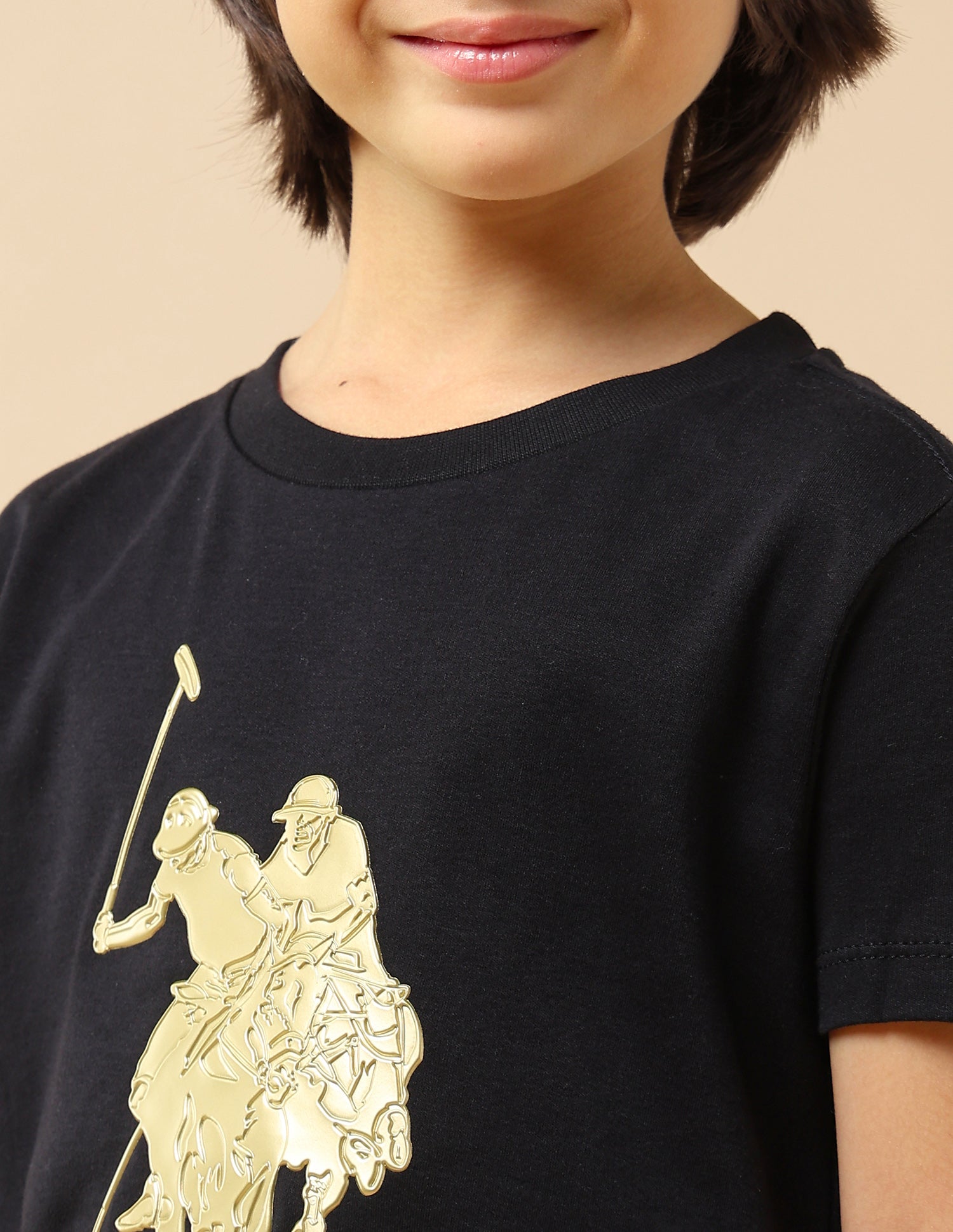 Boys Graphic Brand Embossed Regular Fit T-Shirt Black - U.S. POLO ASSN. | Large