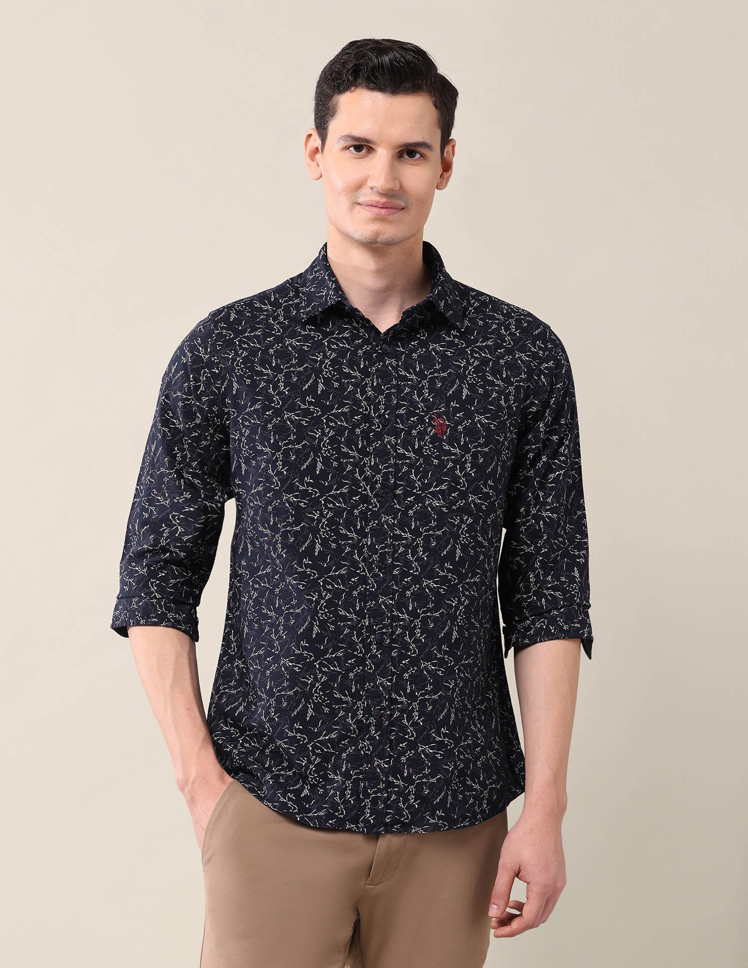 All-Over Tailored Fit Shirt Navy - U.S. POLO ASSN. | Large