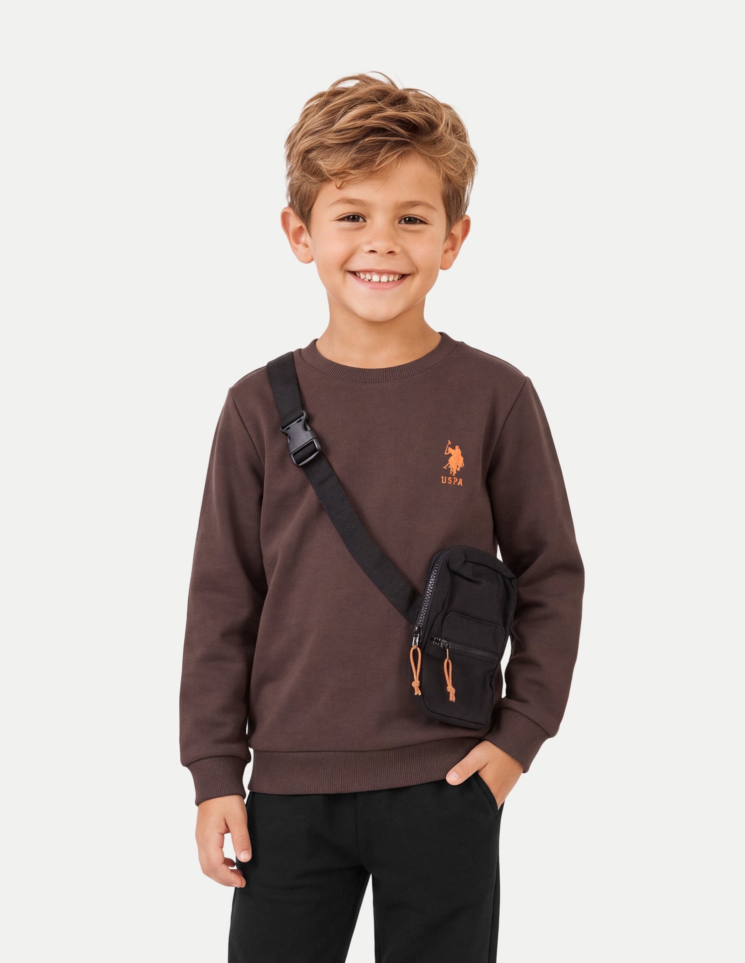 Solid Regular Fit Sweatshirt Brown - U.S. Polo Assn. India | Large