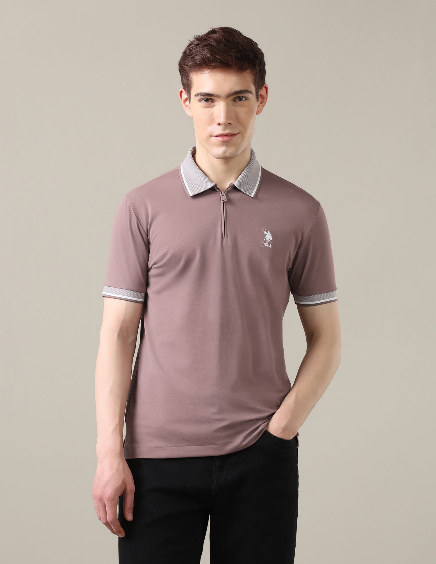 Solid Slim Fit Polo Shirt Purple - U.S. Polo Assn. India | Large