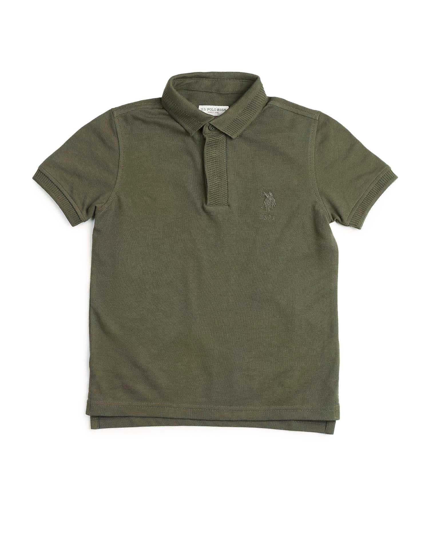 Boys Solid Regular Fit Polo Shirt Olive - U.S. POLO ASSN. | Large
